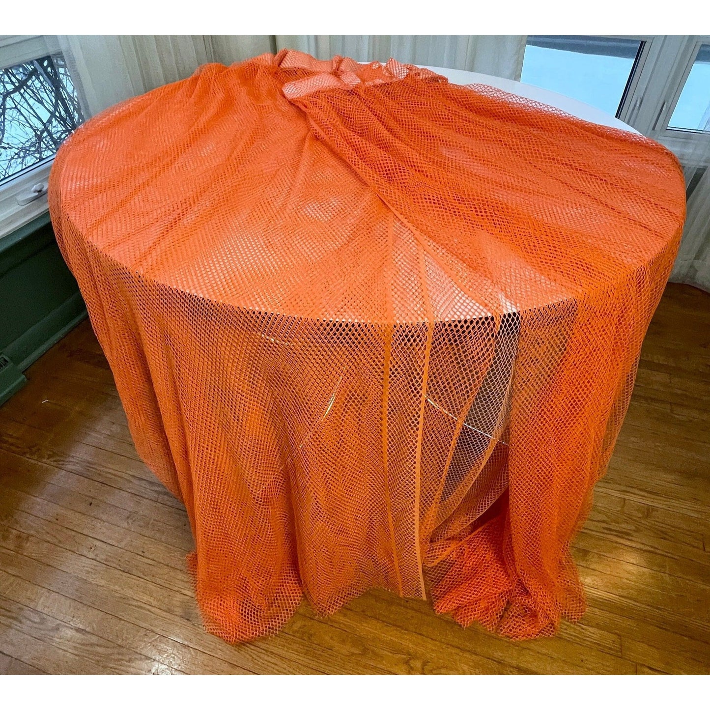 Vintage 70s orange mesh curtain