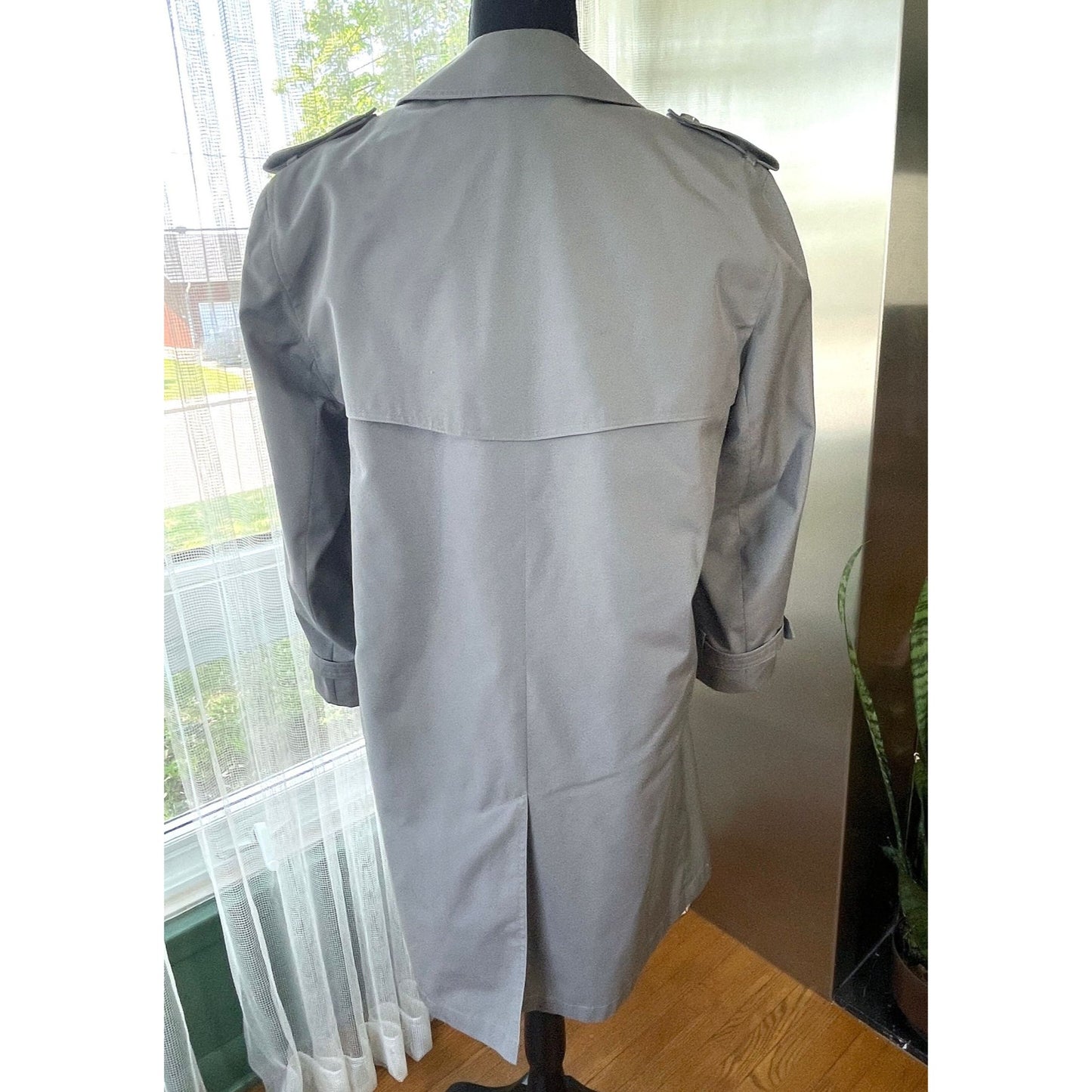 Vintage 90s wool lined trench coat, grey, London Fog