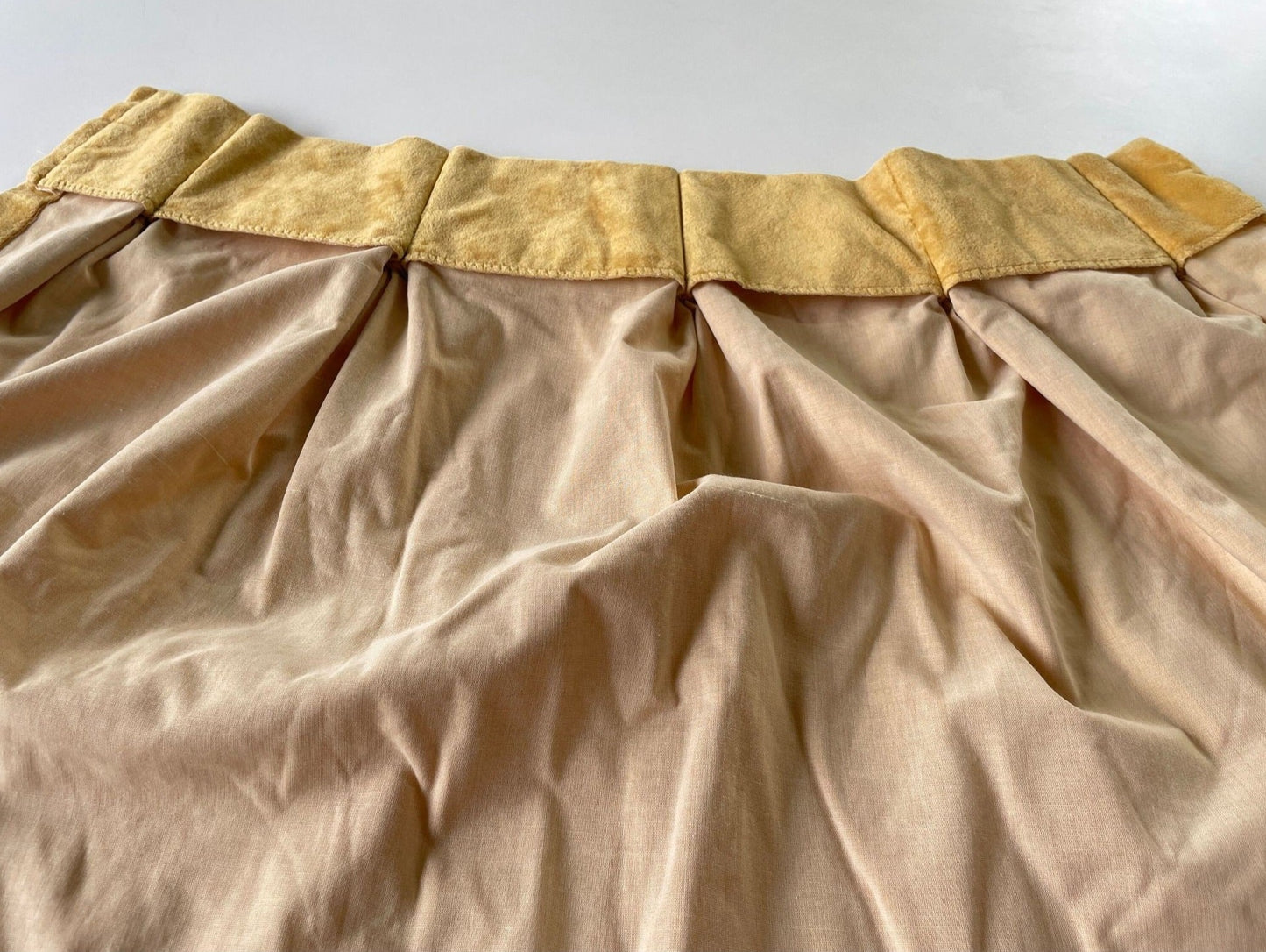 Vintage 70s yellow velvet pleated curtains