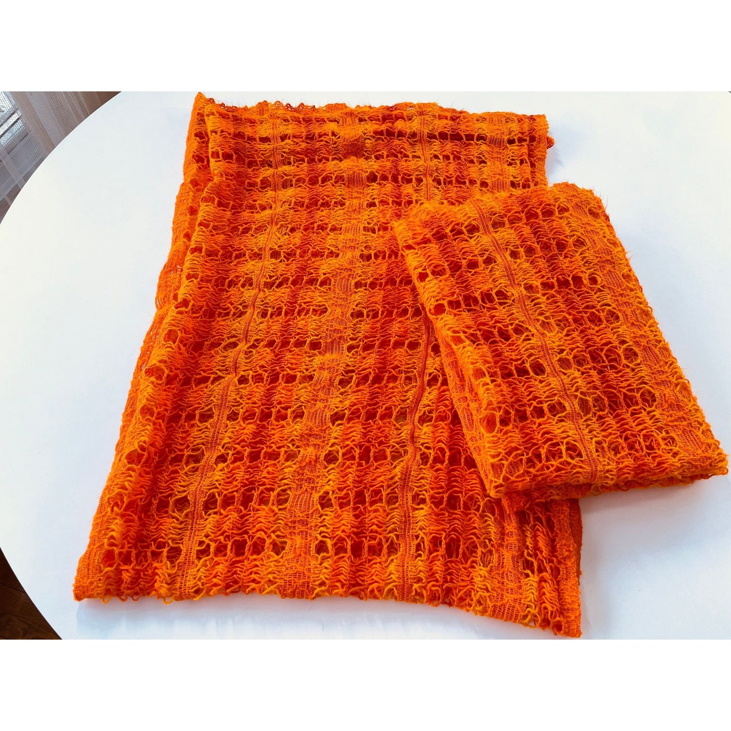 Vintage 70s net woven orange curtains