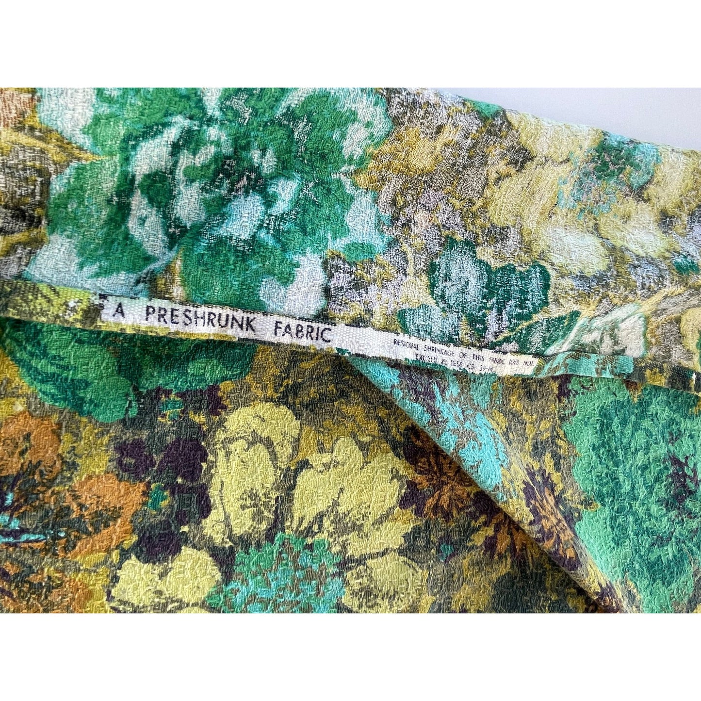 Vintage 50s barkcloth green flowers curtain
