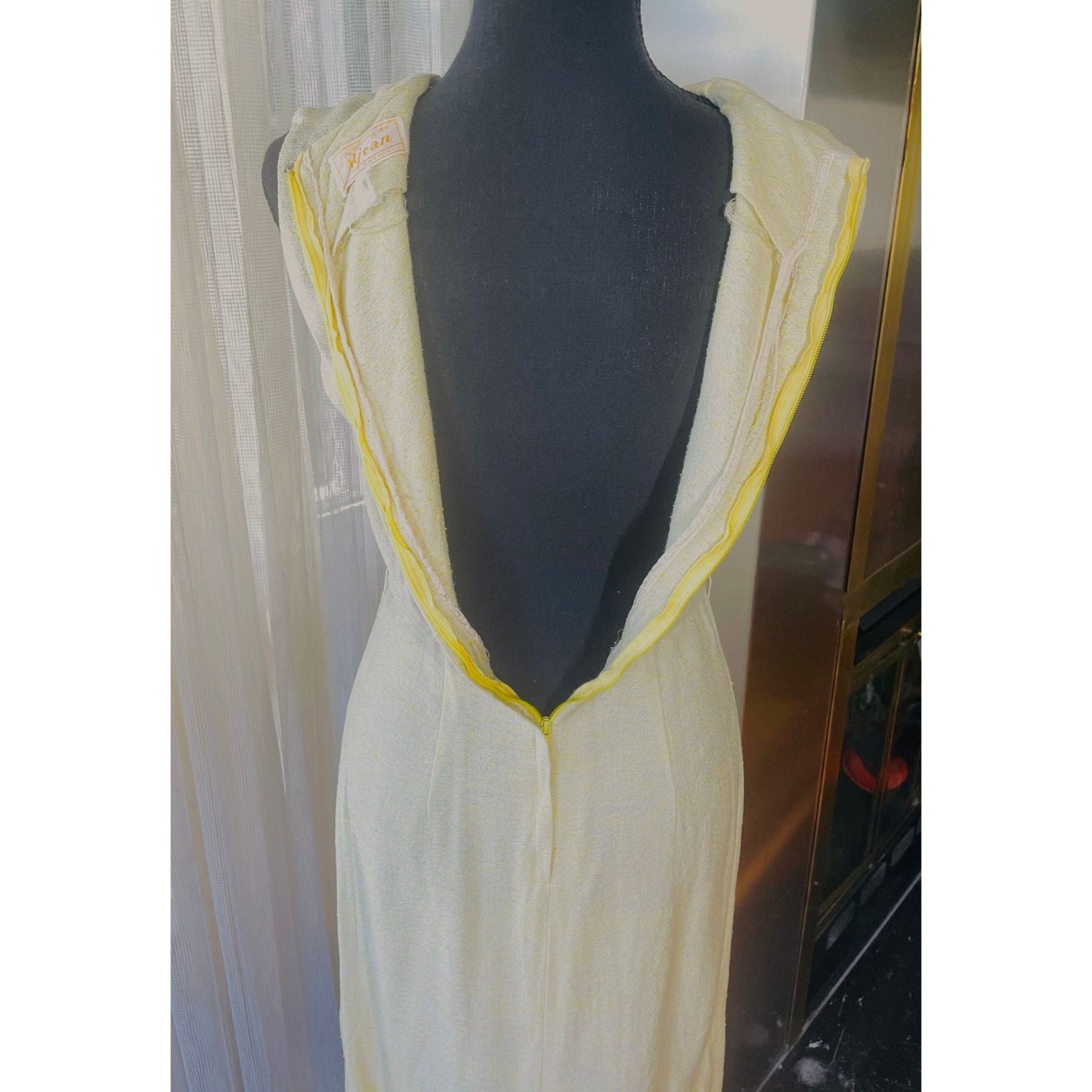 Vintage dress, 1940s buttery yellow, AlJean made in Canada