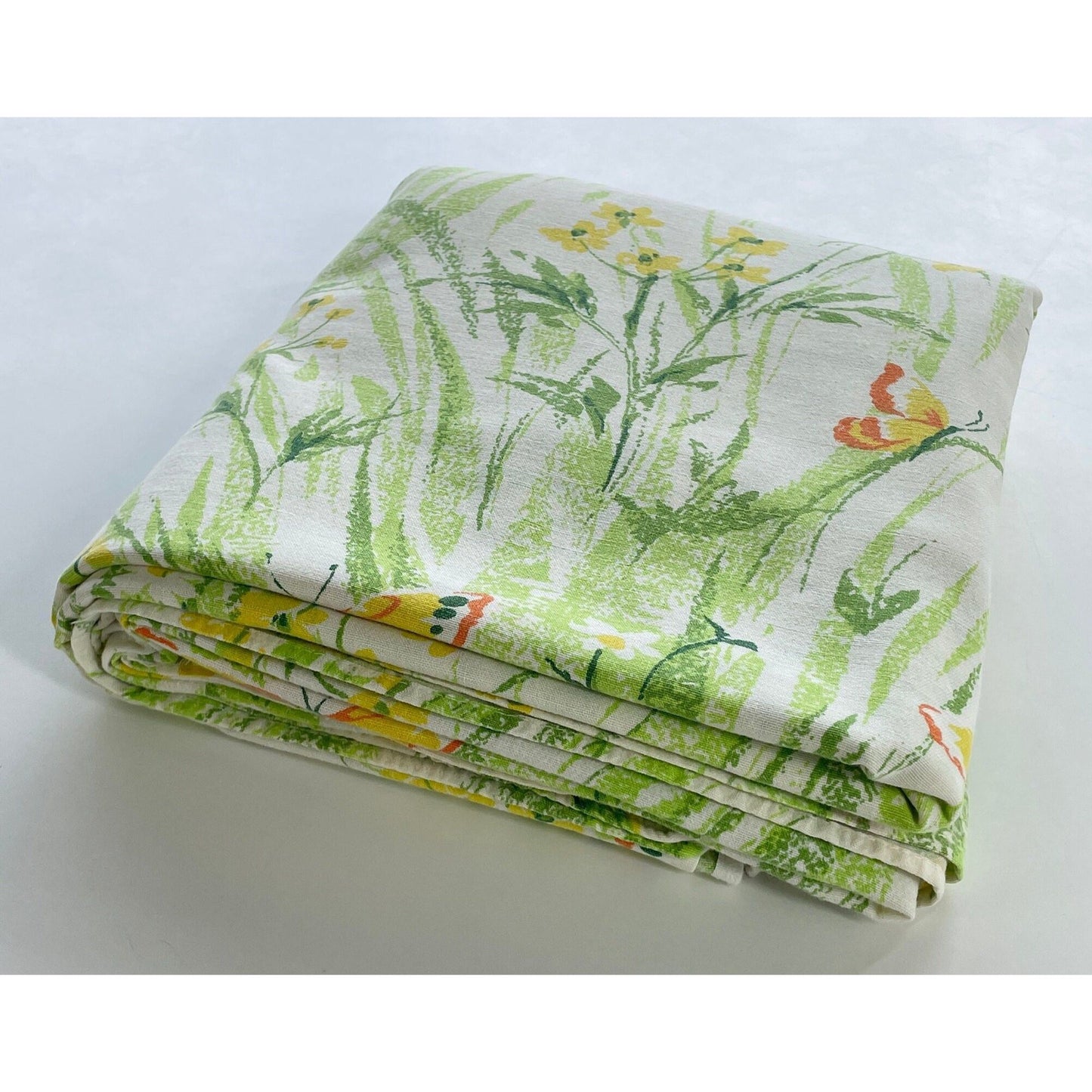 Vintage 70s flannel flat sheet, Sears, twin size