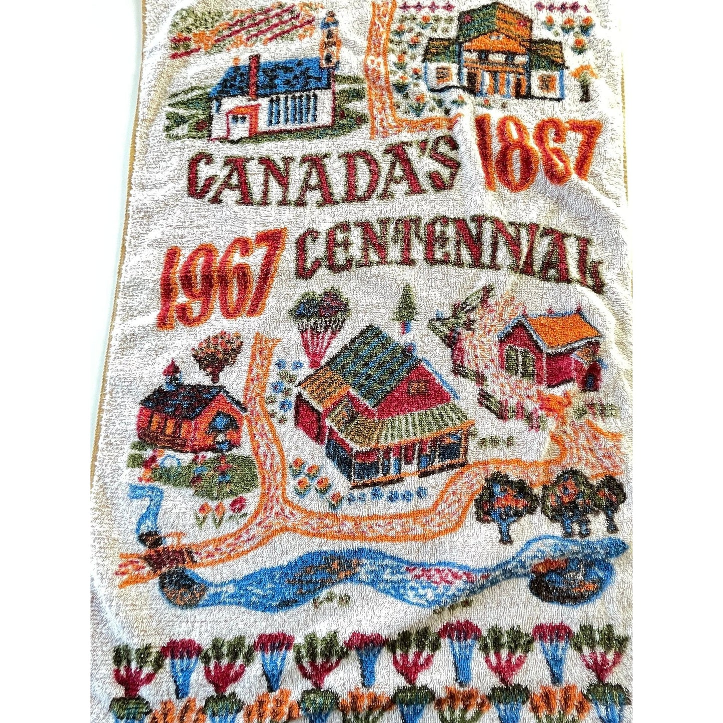 Vintage 60s Canada Centennial bath towel