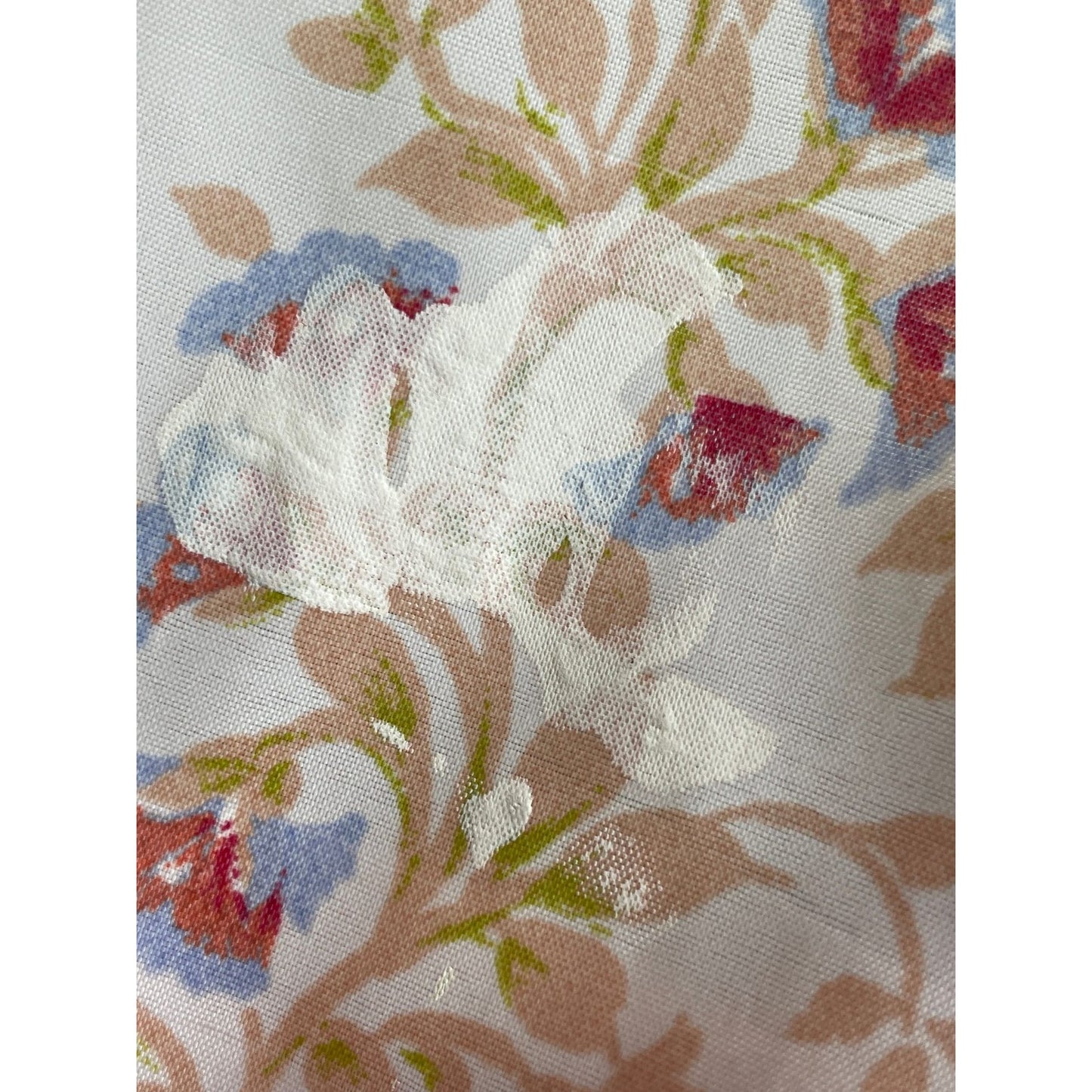 Vintage 60s sheer pink floral curtain, single panel