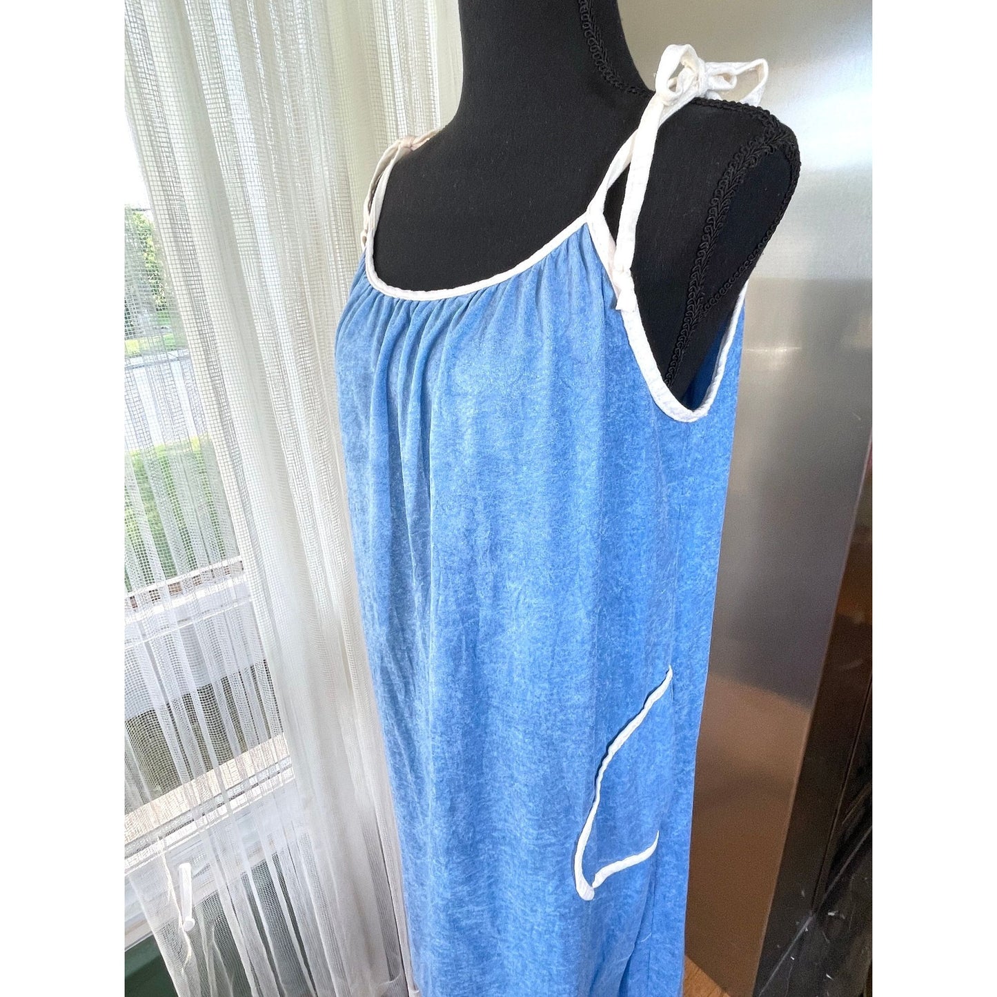 Vintage 80s robe, blue terrycloth, Sears