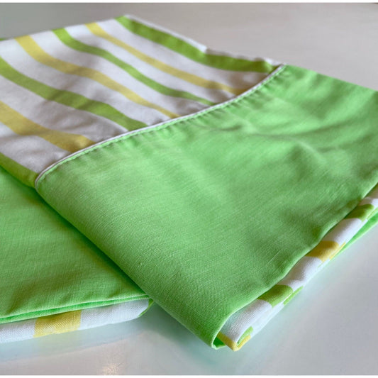 Vintage 70s green pillowcases, TruPrest