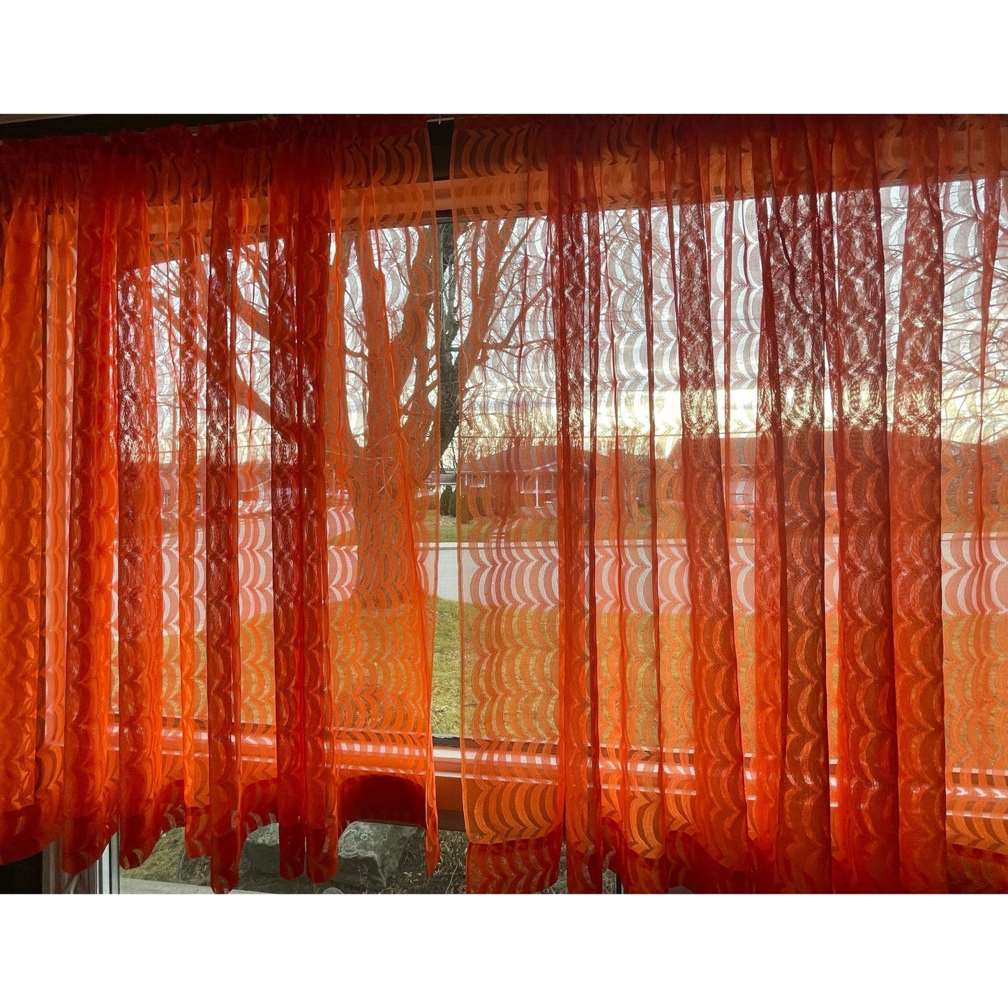 Vintage 70s orange woven mesh panel