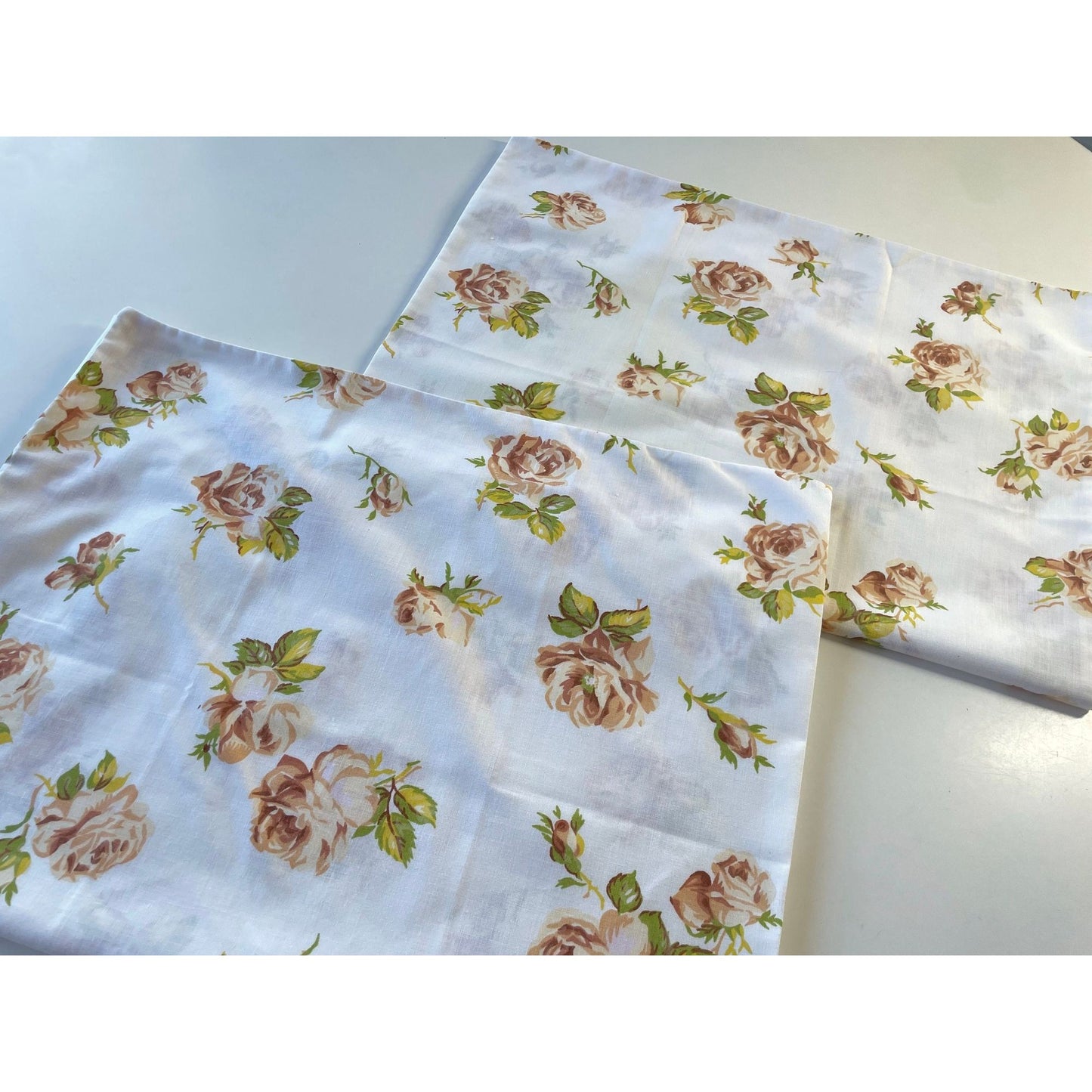 Vintage 70s pillowcases set, yellow orange floral, TruPrest