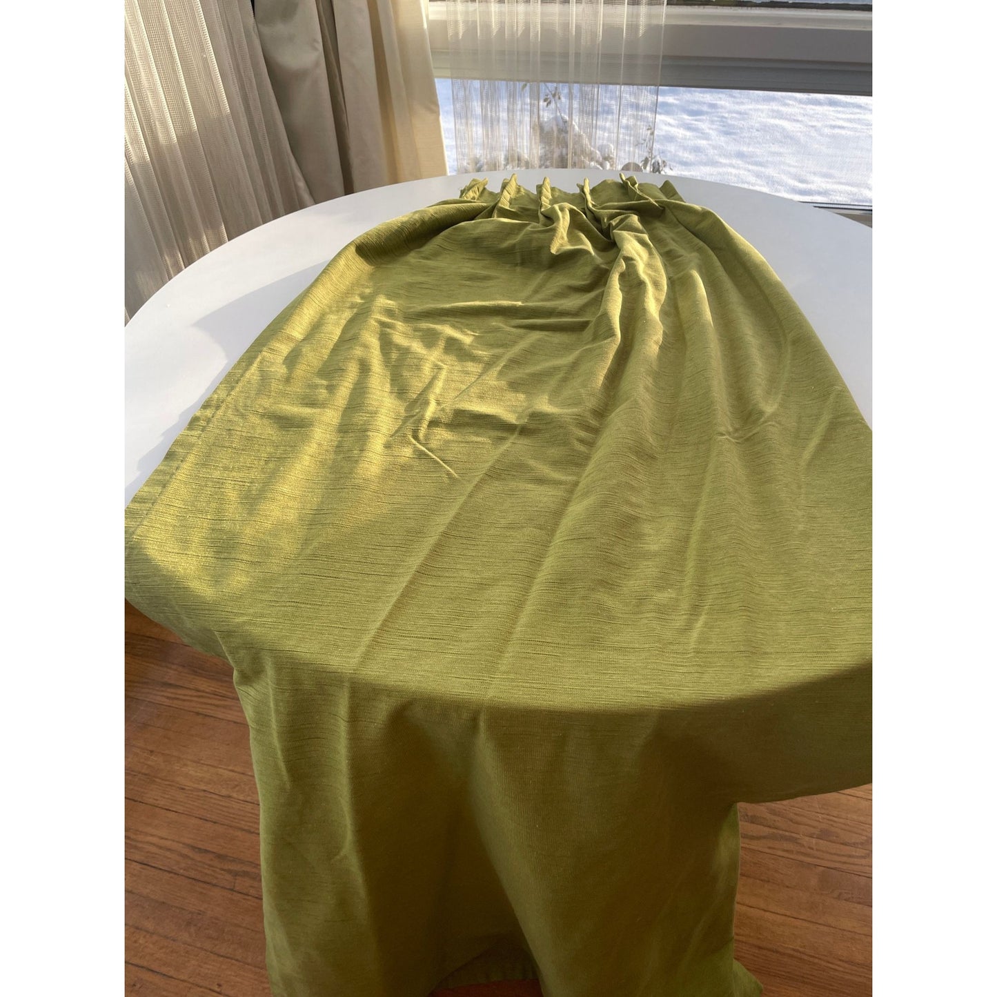 Vintage 70s green pleated curtain