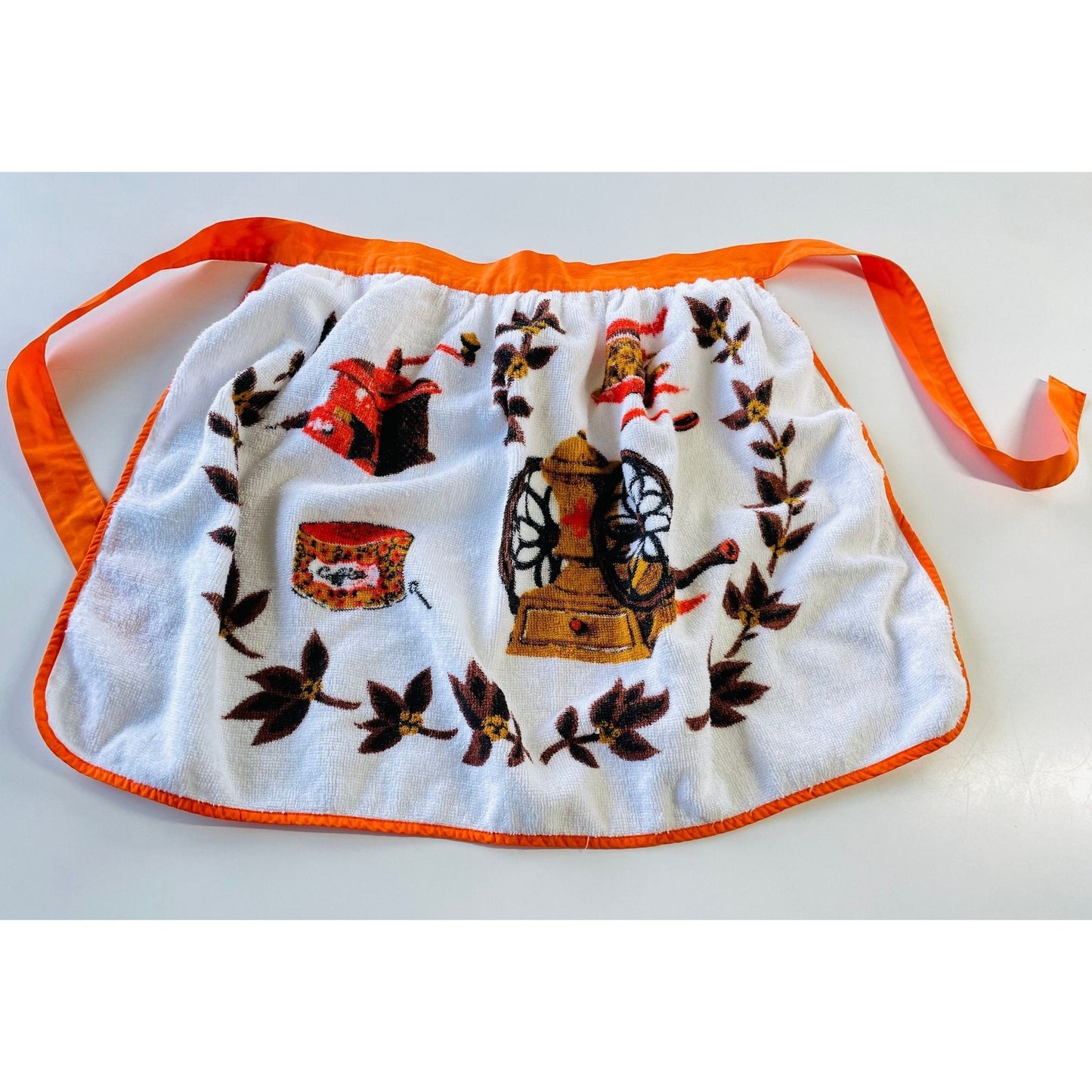 Vintage 70s half apron, terrycloth
