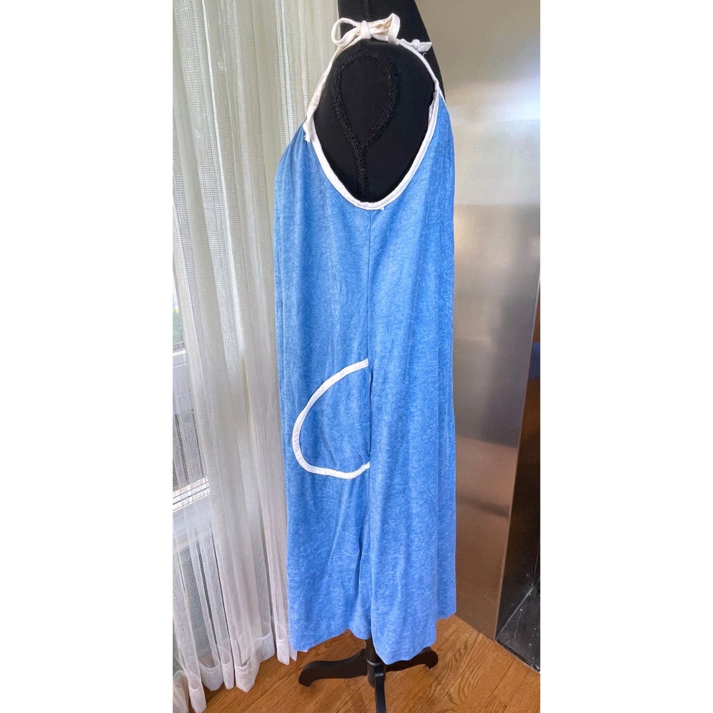Vintage 80s robe, blue terrycloth, Sears