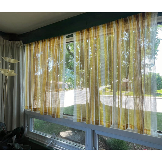 Vintage 70s curtain, yellow orange striped