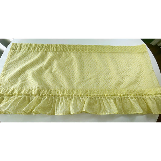 Vintage 60s valance curtain, yellow diamond pattern,