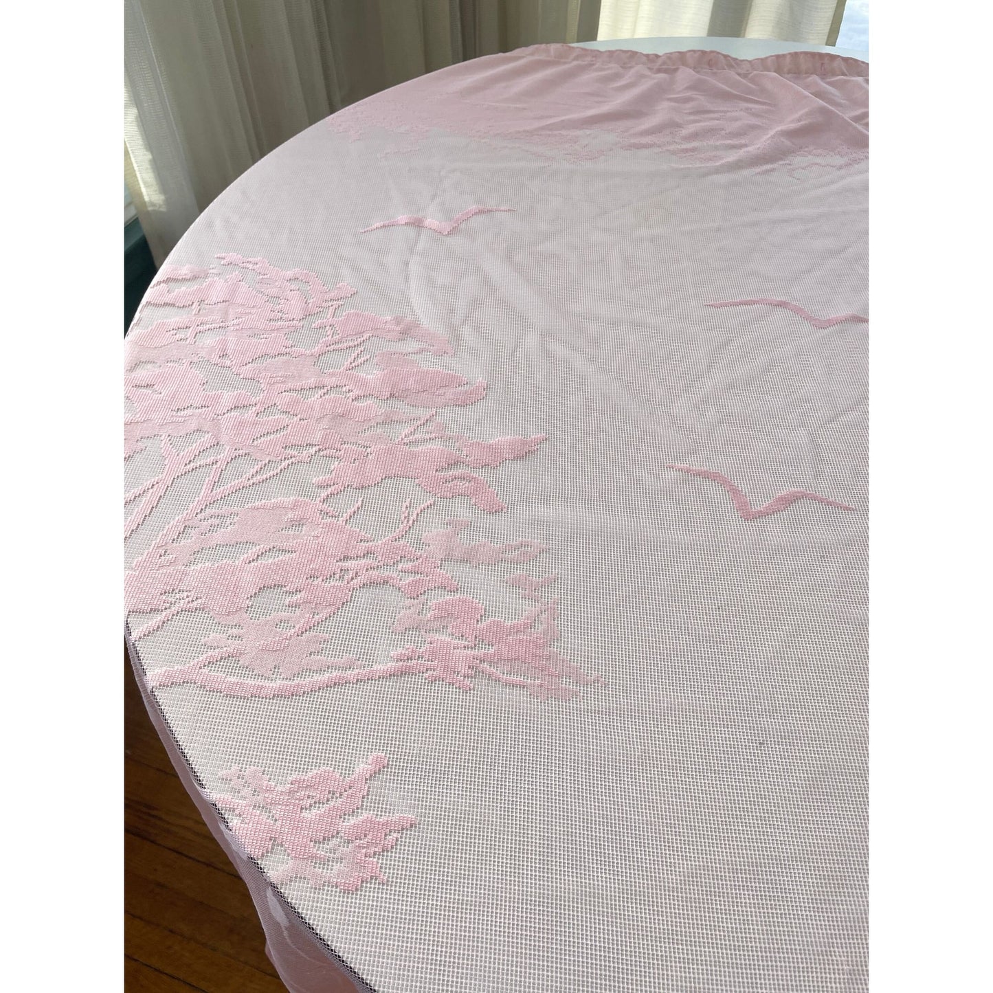 Vintage 80s shower curtain, pink lover silhouette