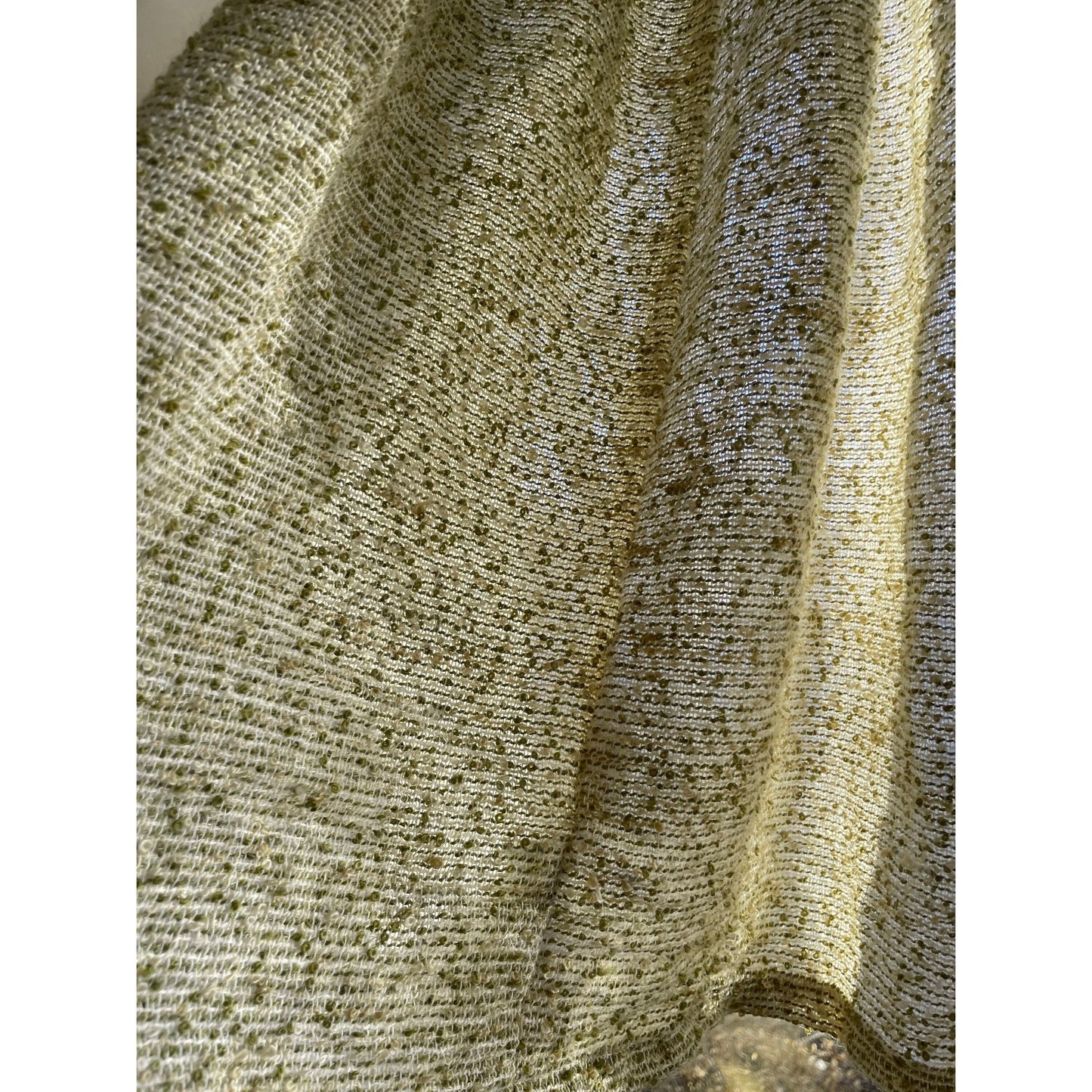 Vintage 70s avocado green, thick woven curtain