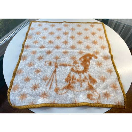 Vintage baby blanket, reversible fleece with satin trim