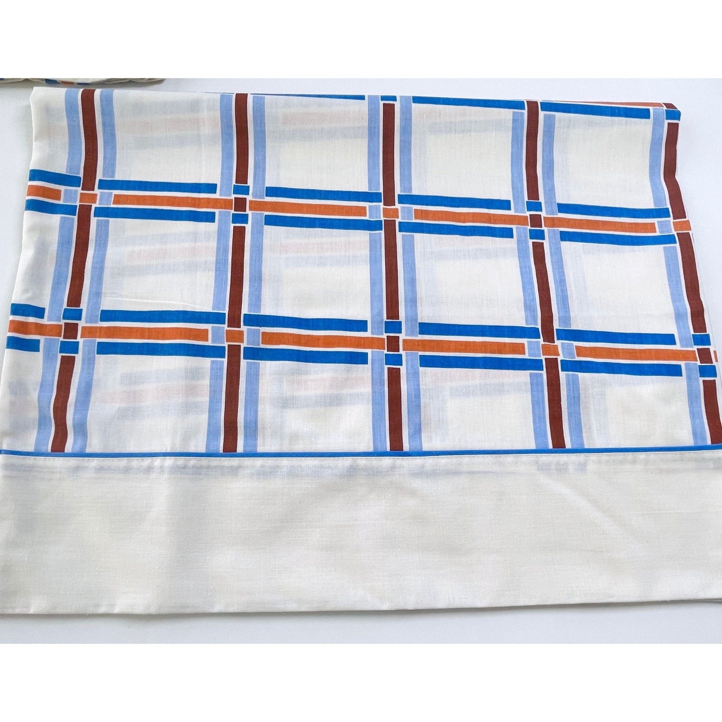 Vintage 70s pillowcases, plaid geometric pattern, TruPrest