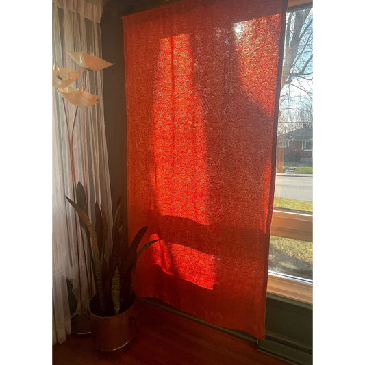 Vintage 60s orange gold curtain, single panel