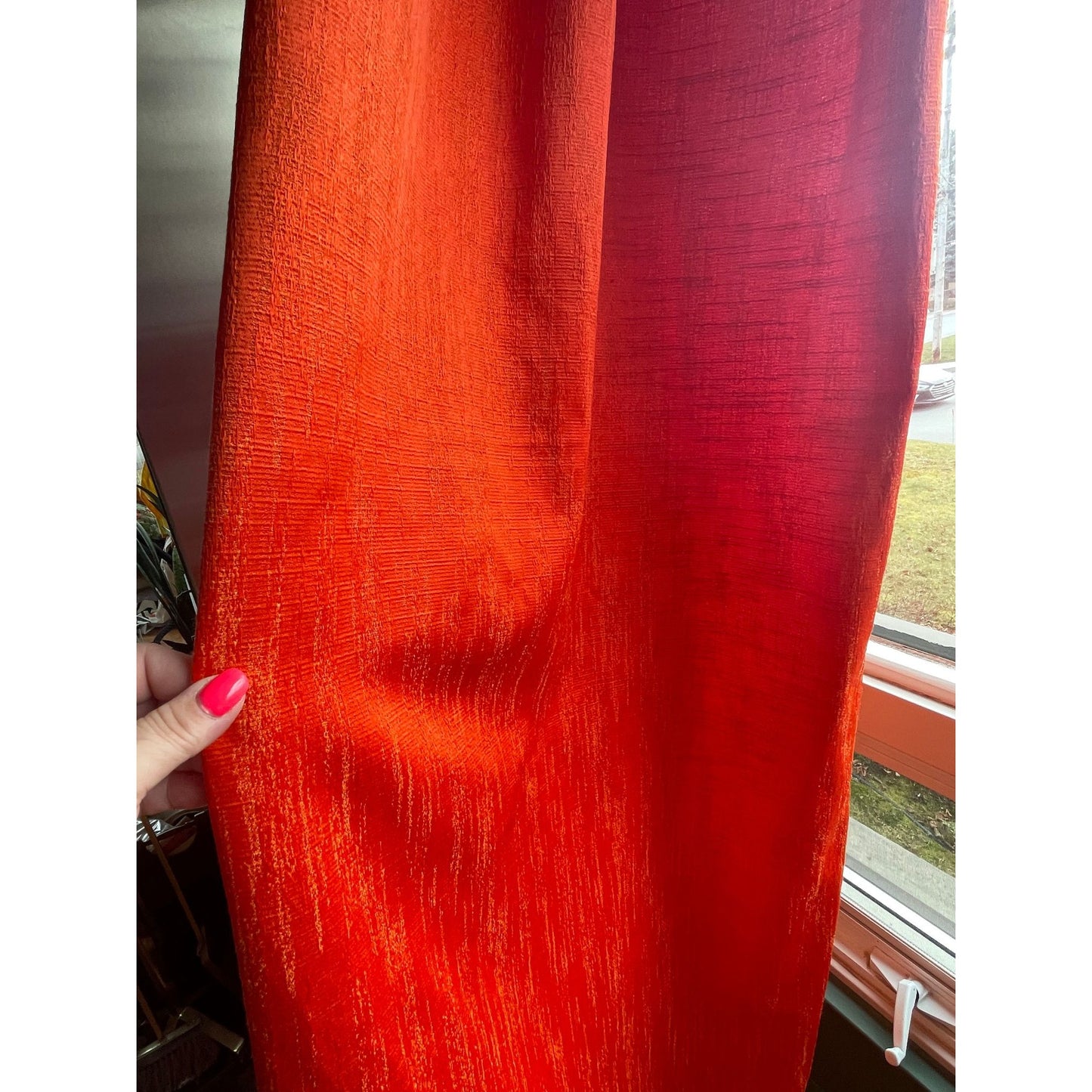 Vintage 60s orange pleated drape