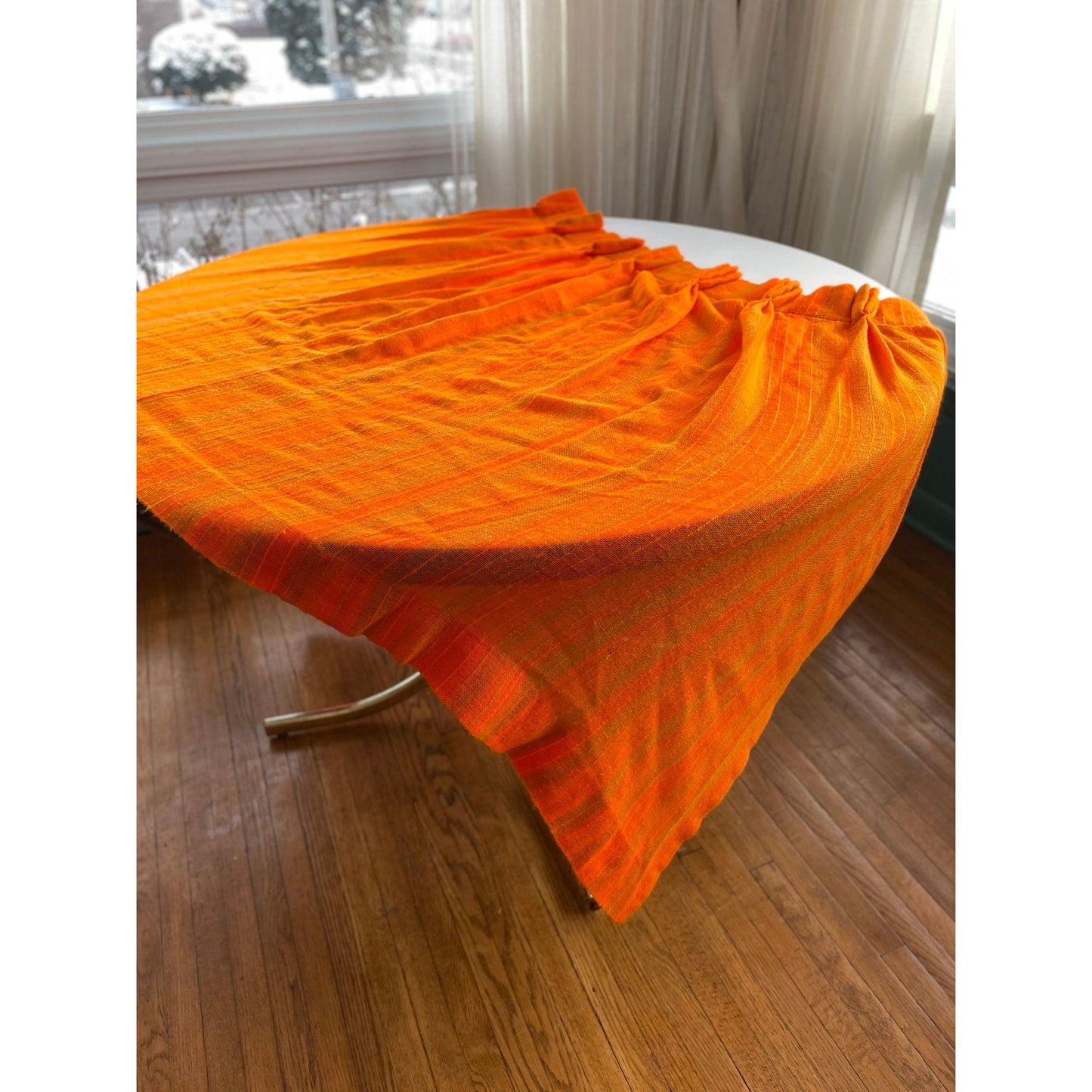 Vintage 70s pleated orange curtain