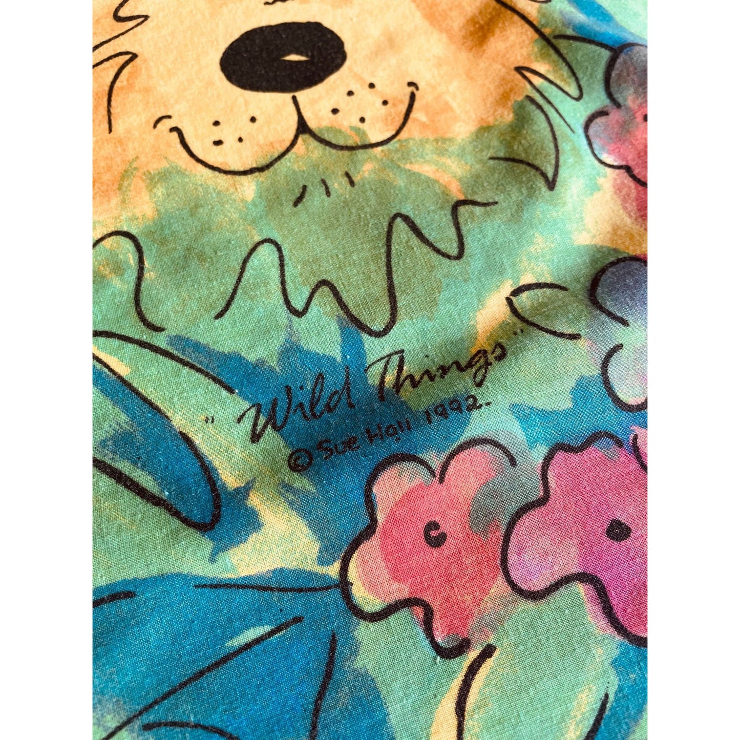 Vintage 90s pillowcases set, Wild Things by Sue Hall 1992
