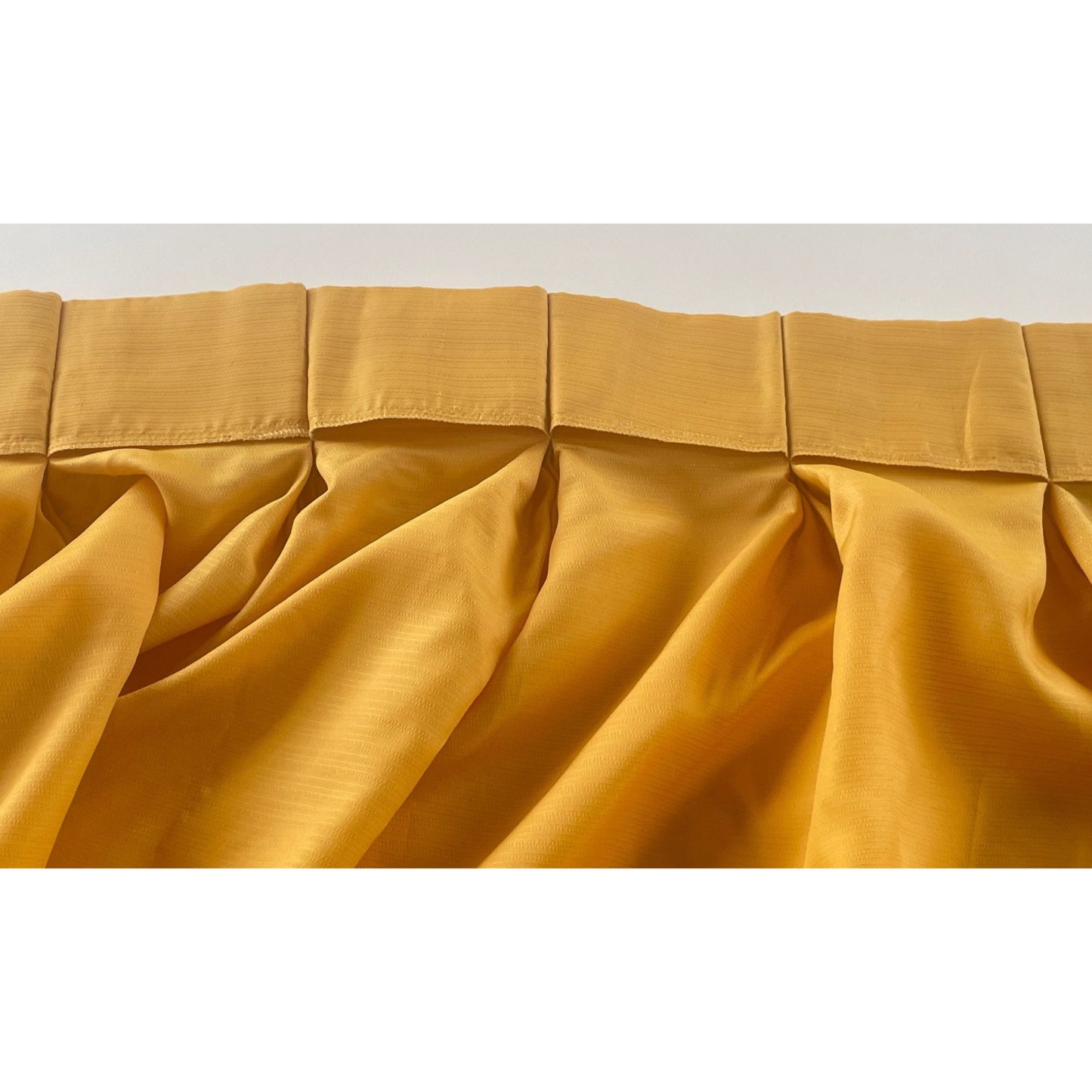 Vintage 60s pleated curtain, golden yellow sheer panel