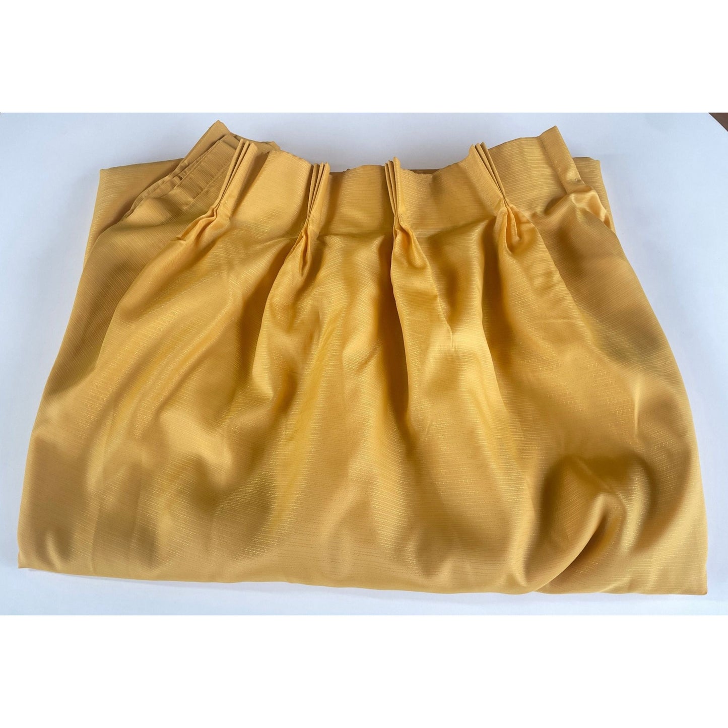 Vintage 60s pleated curtain, golden yellow sheer panel