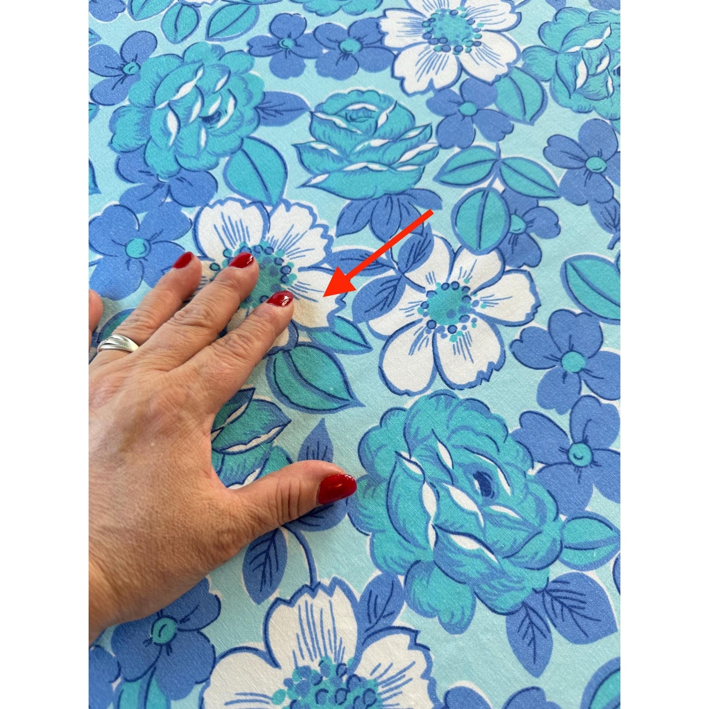 Vintage 70s flat /top sheet, blue flowers, twin size, Wabasso