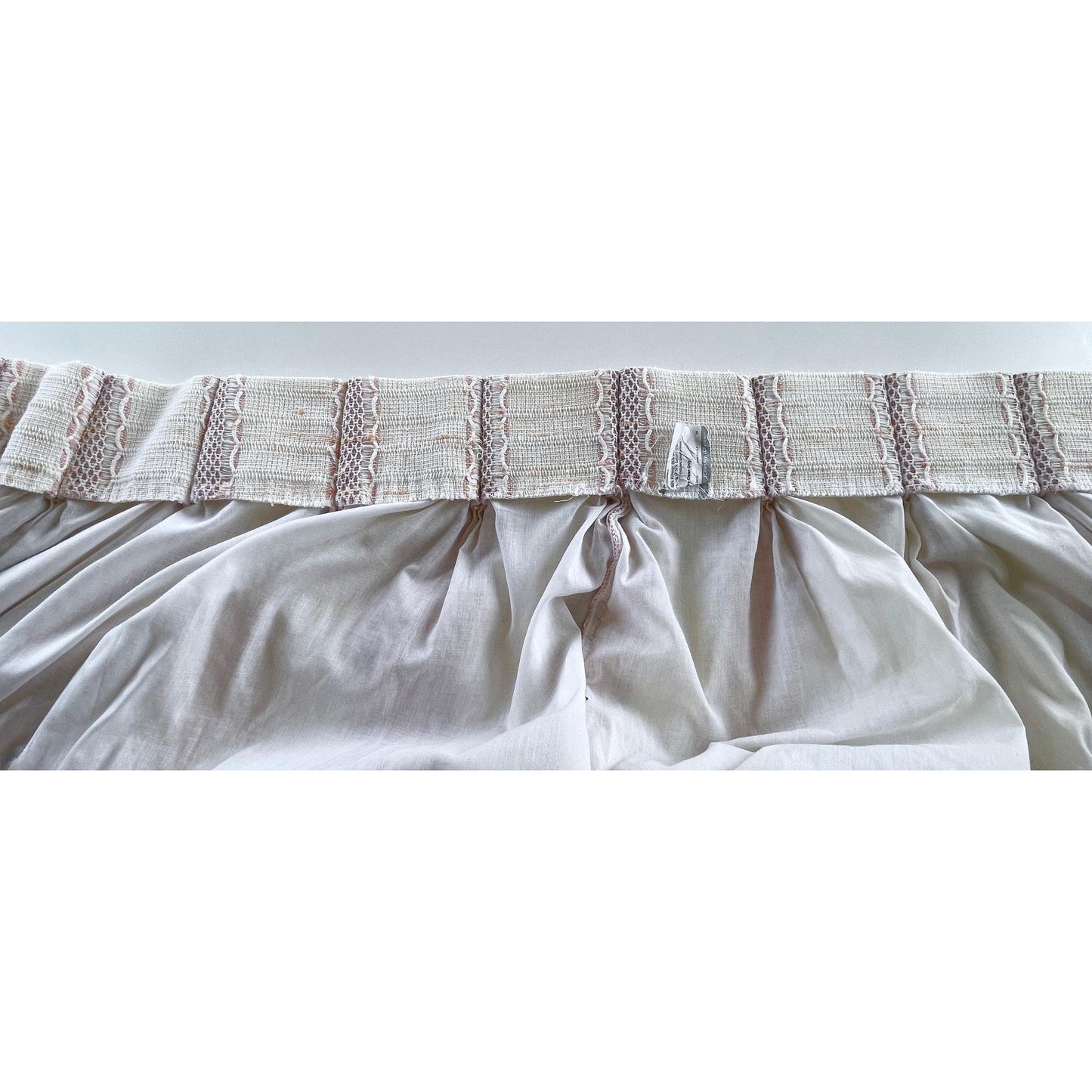 Vintage 80s pleated curtain, blush pink stripes, lined drape, JC Penney