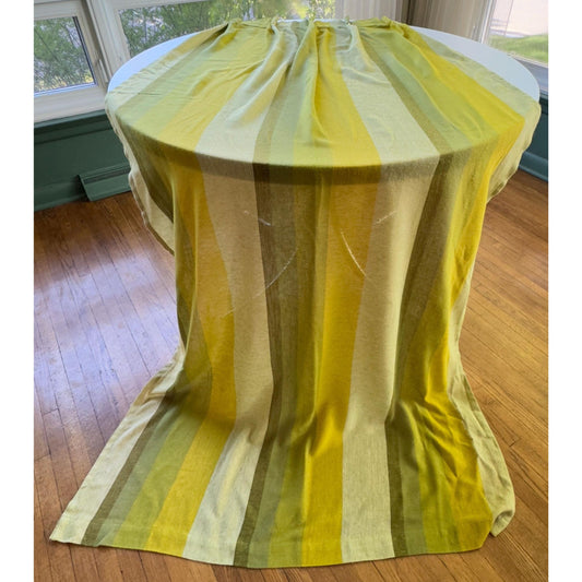 Vintage 70s curtain, lime, avocado, green stripes, pleated panel & tie back, 1970s window treatment, price for 1, 4 available, 26"W x 88"L