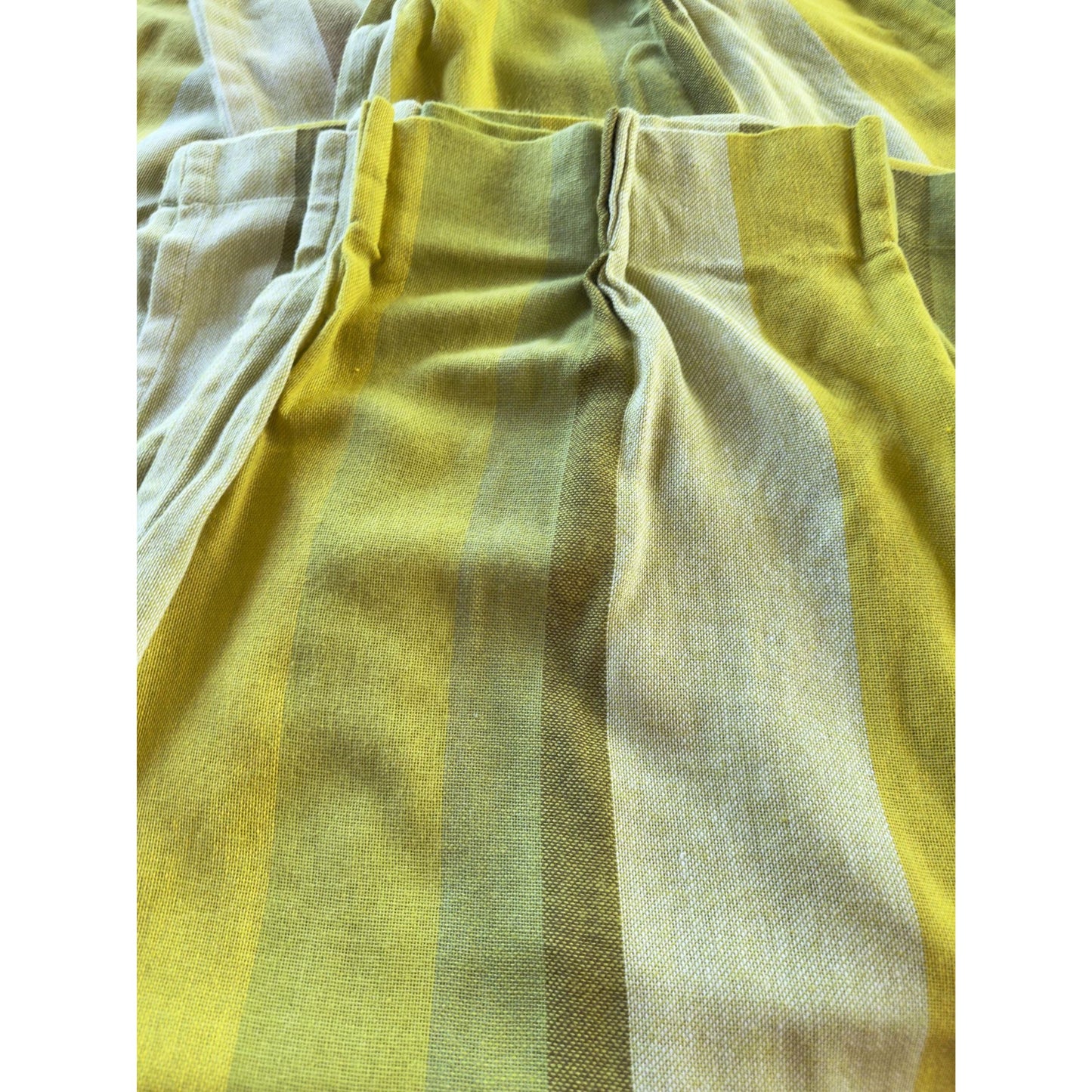 Vintage 70s curtain, lime, avocado, green stripes, pleated panel & tie back, 1970s window treatment, price for 1, 4 available, 26"W x 88"L