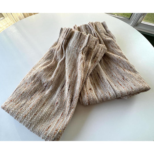 Vintage 70s pleated curtain, tan and brown panel