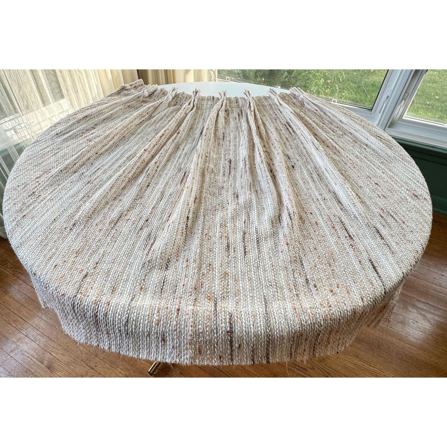 Vintage 70s pleated curtain, tan and brown panel