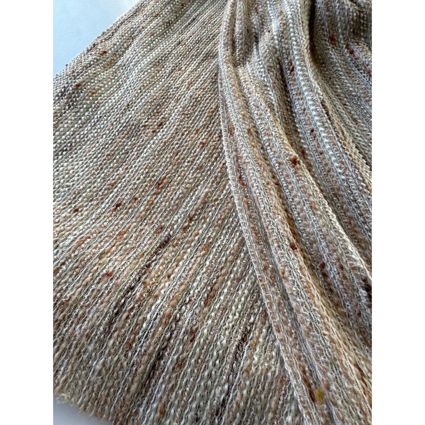 Vintage 70s pleated curtain, tan and brown panel