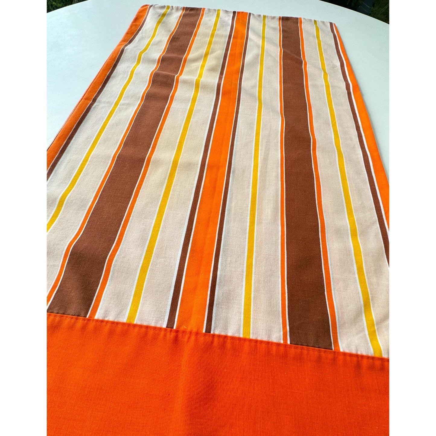 Vintage 70s pillowcase, brown orange yellow stripes, Wabasso