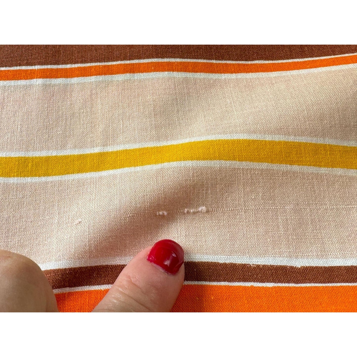 Vintage 70s pillowcase, brown orange yellow stripes, Wabasso