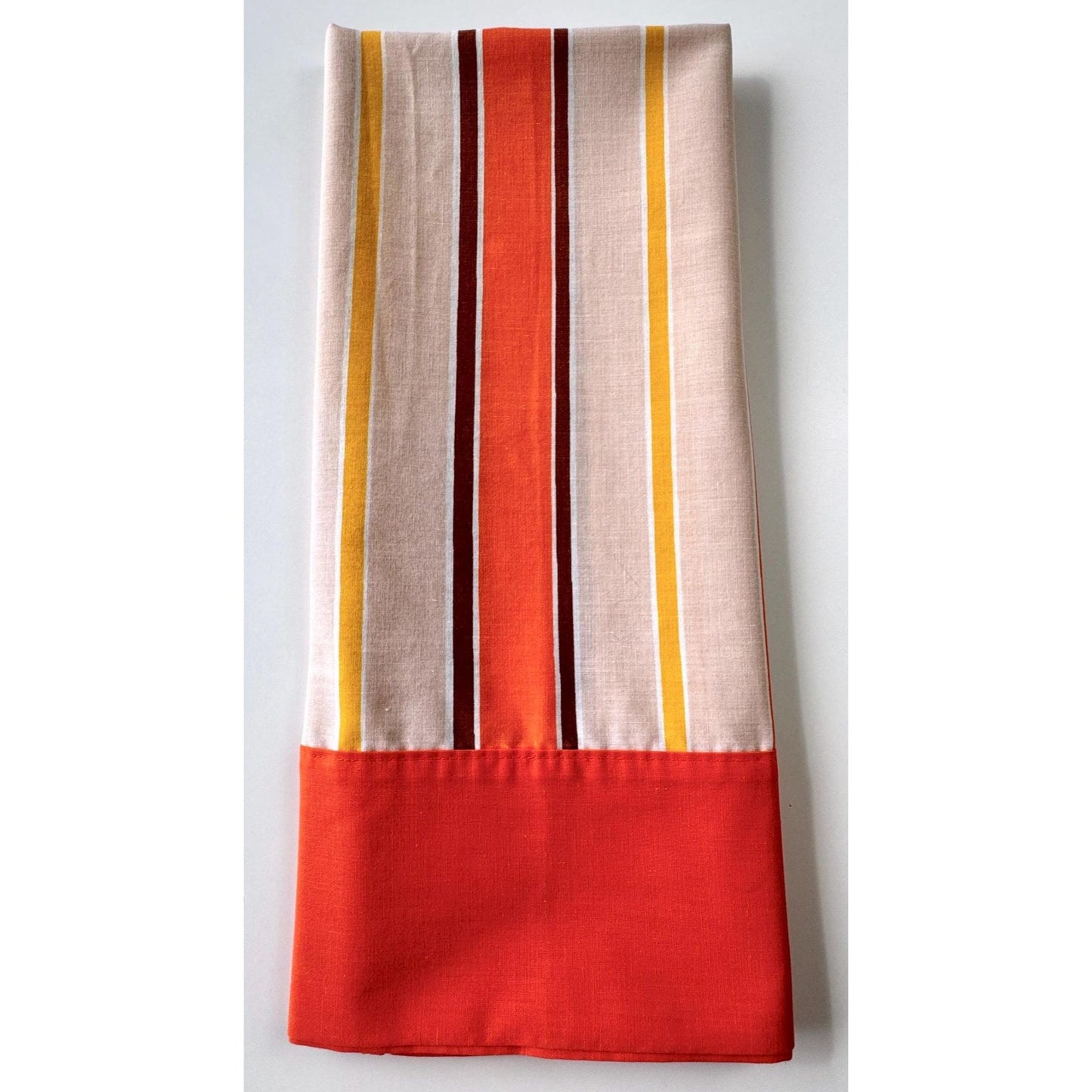 Vintage 70s pillowcase, brown orange yellow stripes, Wabasso