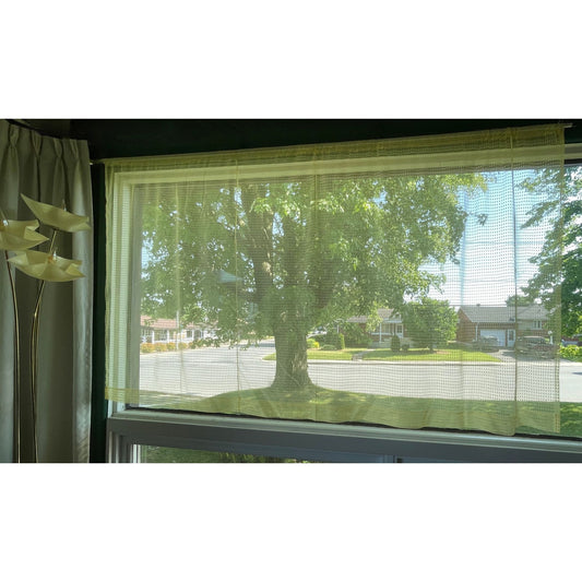Vintage 70s curtain, yellow sheer panel, assorted valance