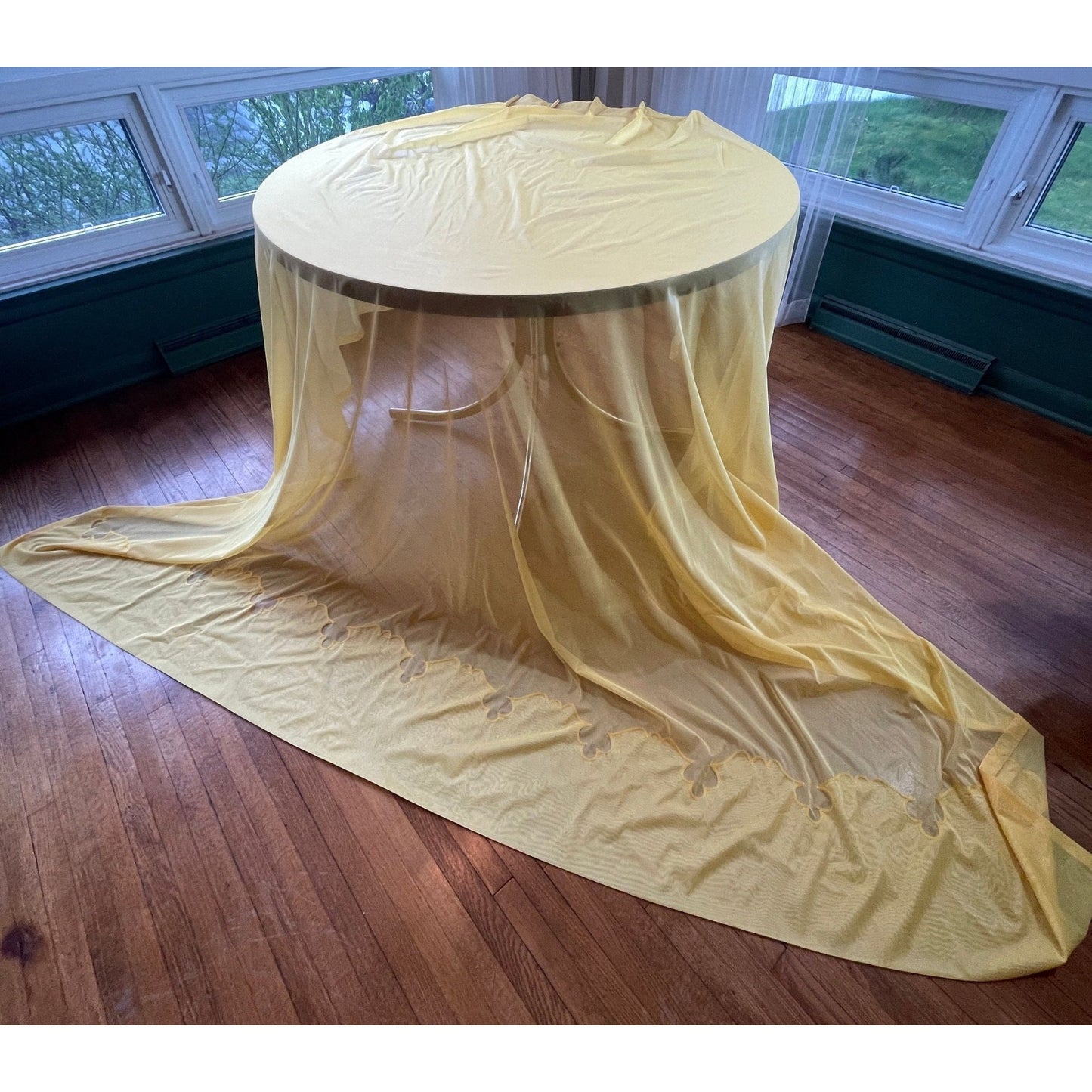 Vintage 70s pleated curtain, golden yellow panel