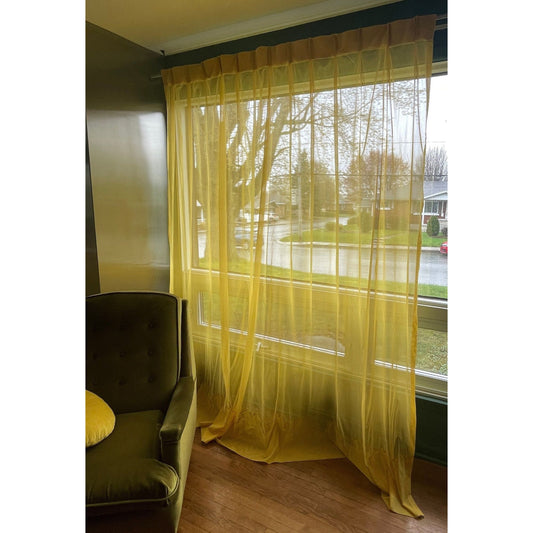 Vintage 70s pleated curtain, golden yellow panel
