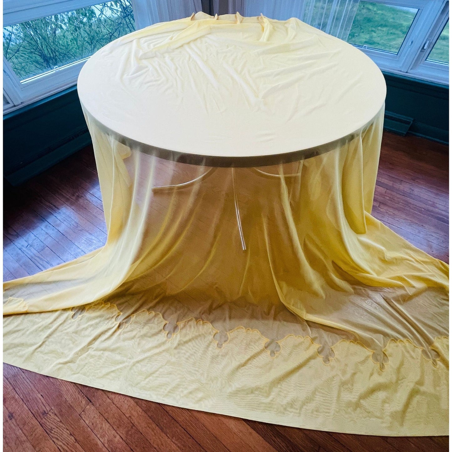 Vintage 70s pleated curtain, golden yellow panel