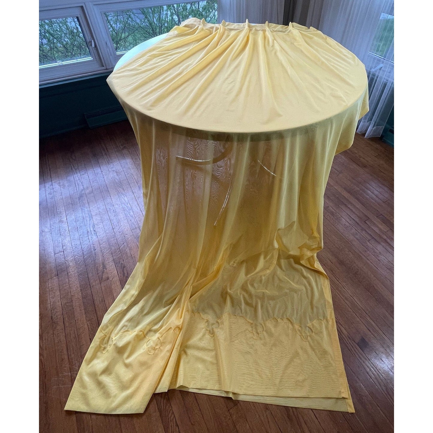 Vintage 70s pleated curtain, golden yellow panel