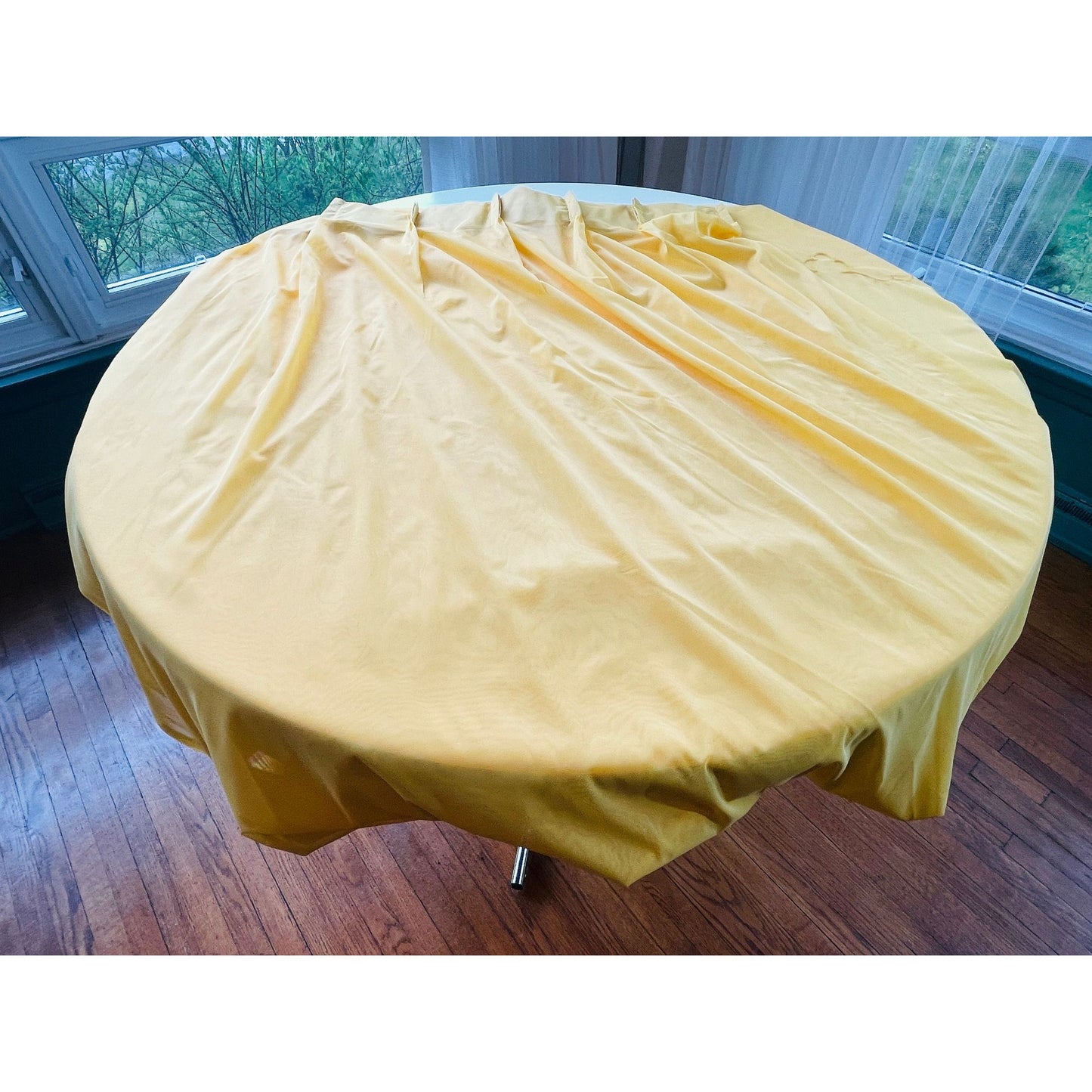 Vintage 70s pleated curtain, golden yellow panel