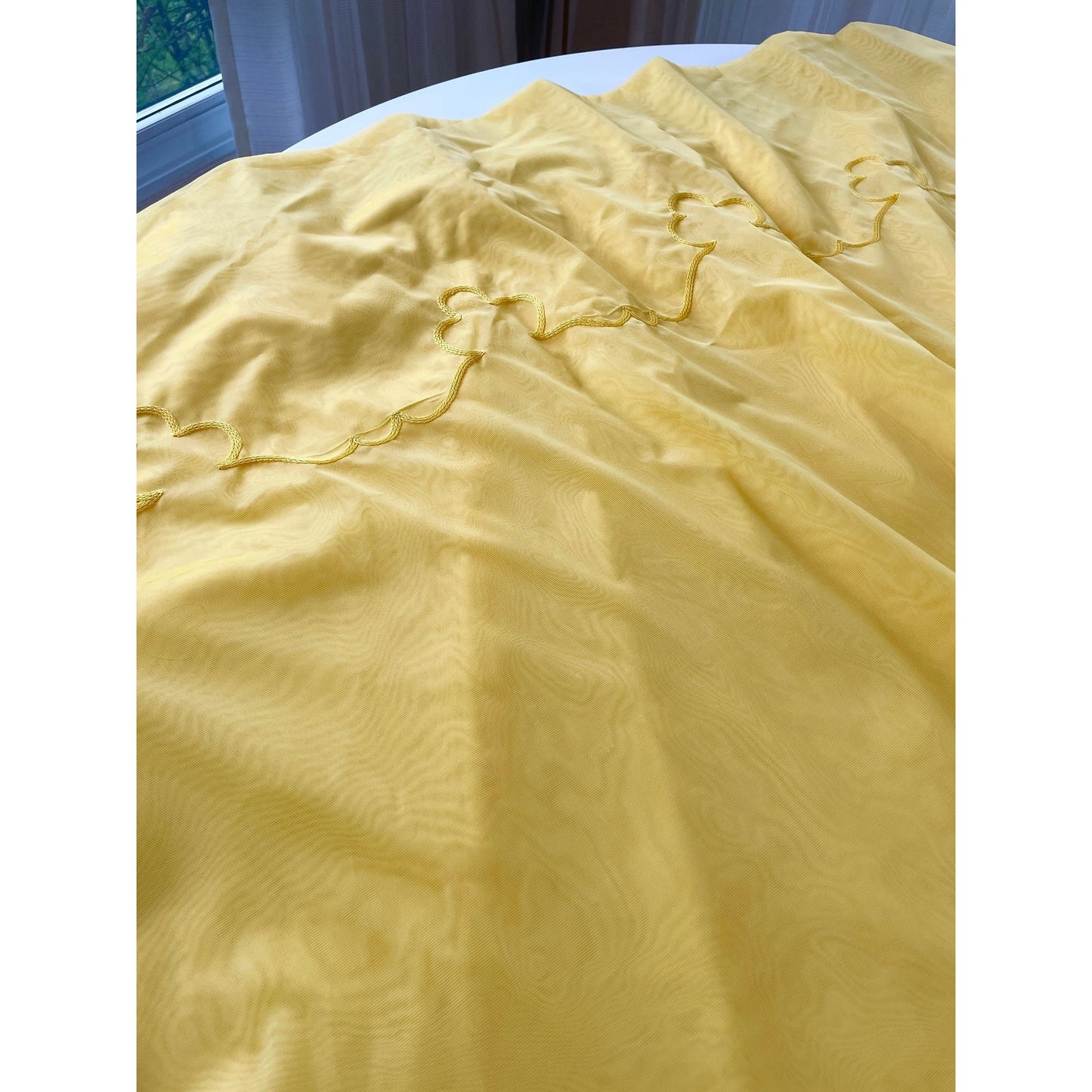 Vintage 70s pleated curtain, golden yellow panel