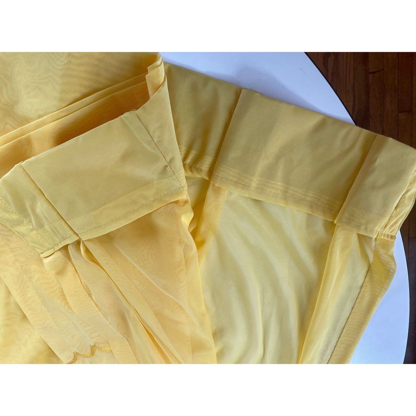 Vintage 70s pleated curtain, golden yellow panel