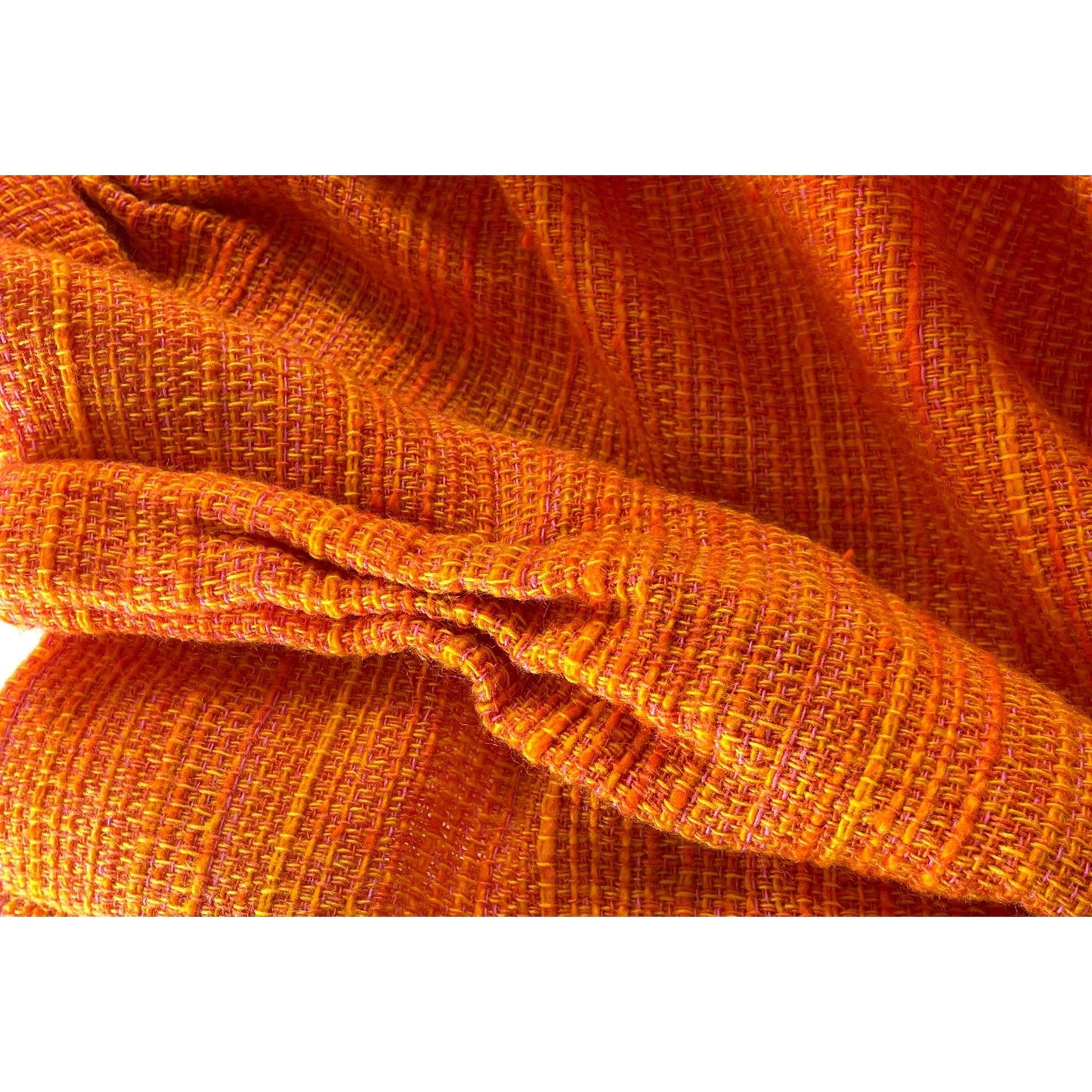 Vintage 70s pleated curtain, orange, yellow, pink stripes