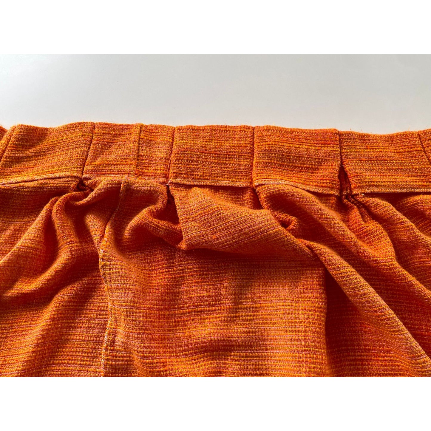 Vintage 70s pleated curtain, orange, yellow, pink stripes