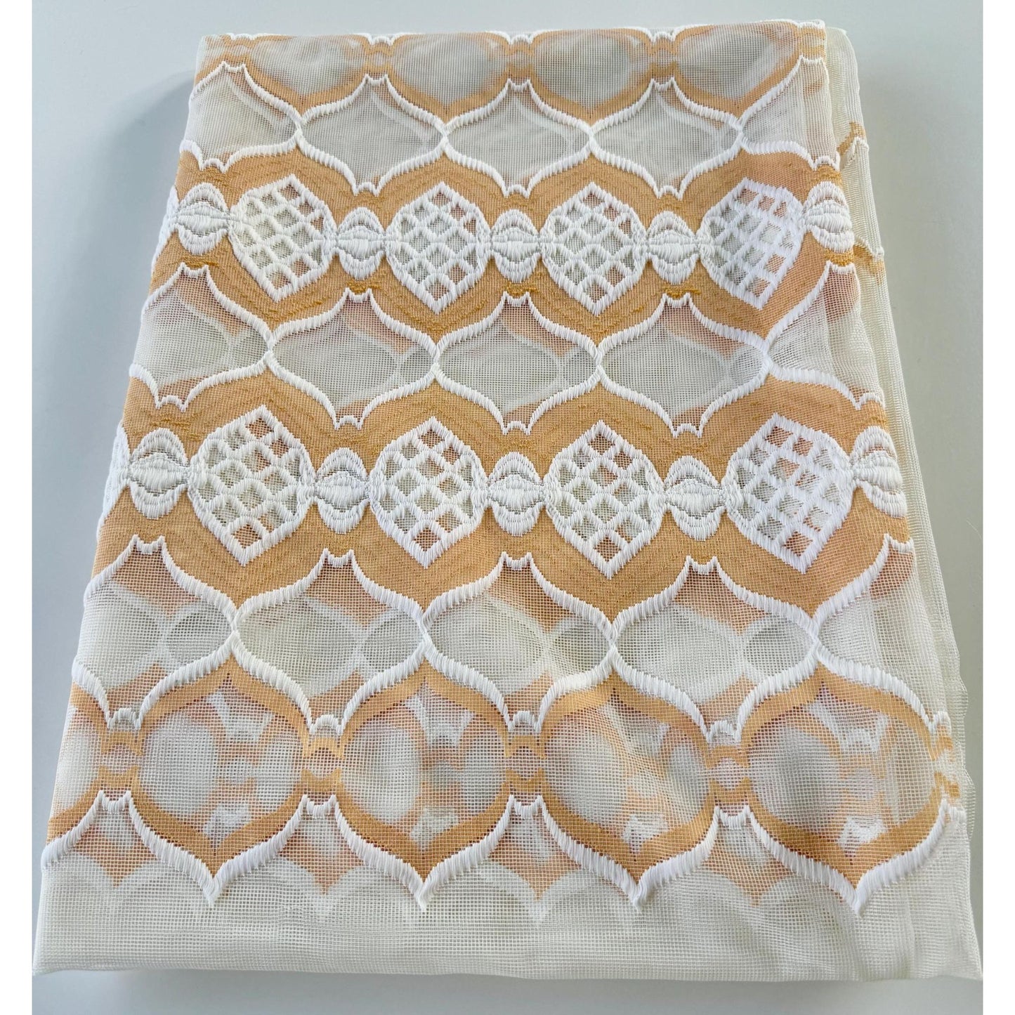 Vintage 70s curtain, yellow, orange, white groovy pattern
