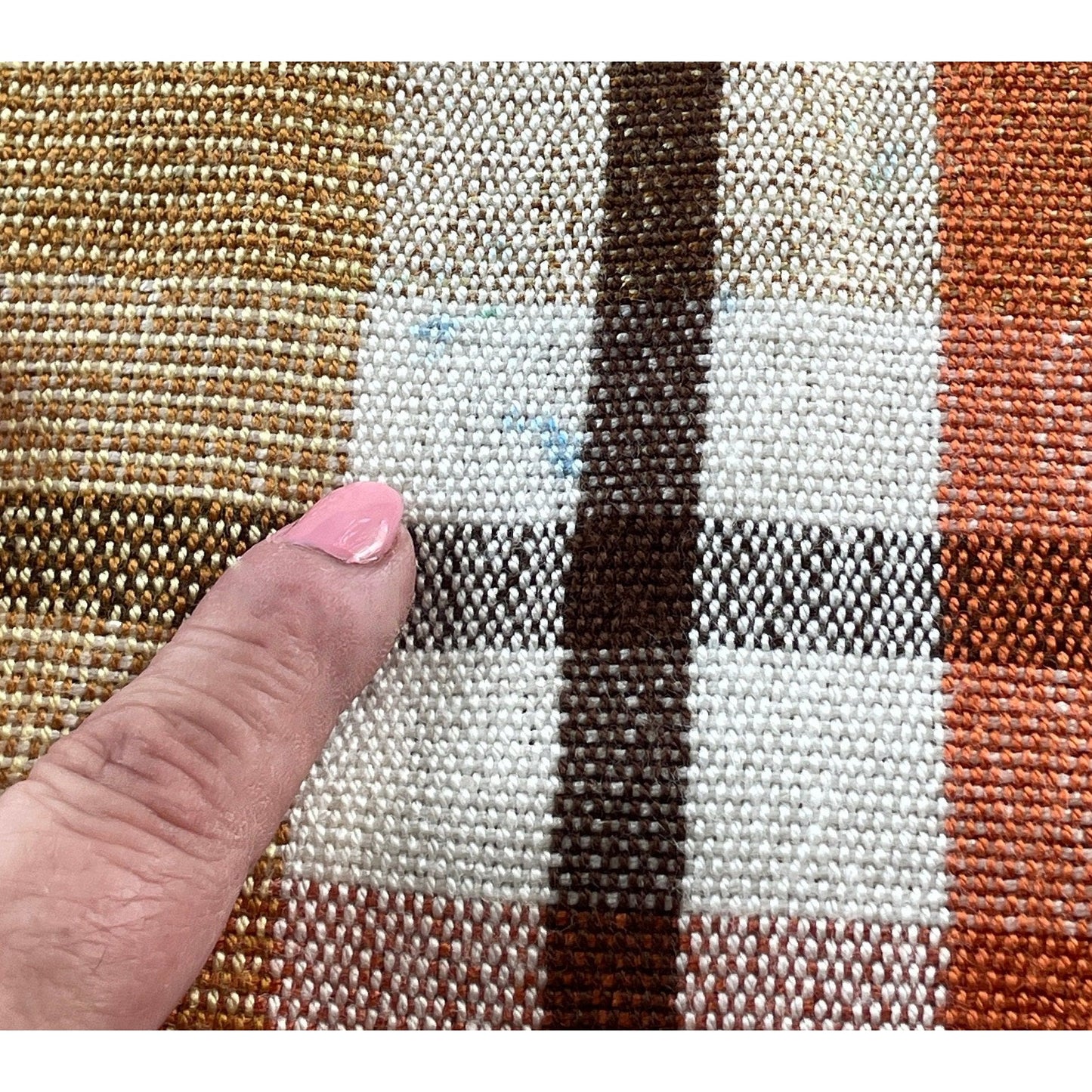 Vintage 80s tablecloth, brown, tan, orange, rectangular fringed